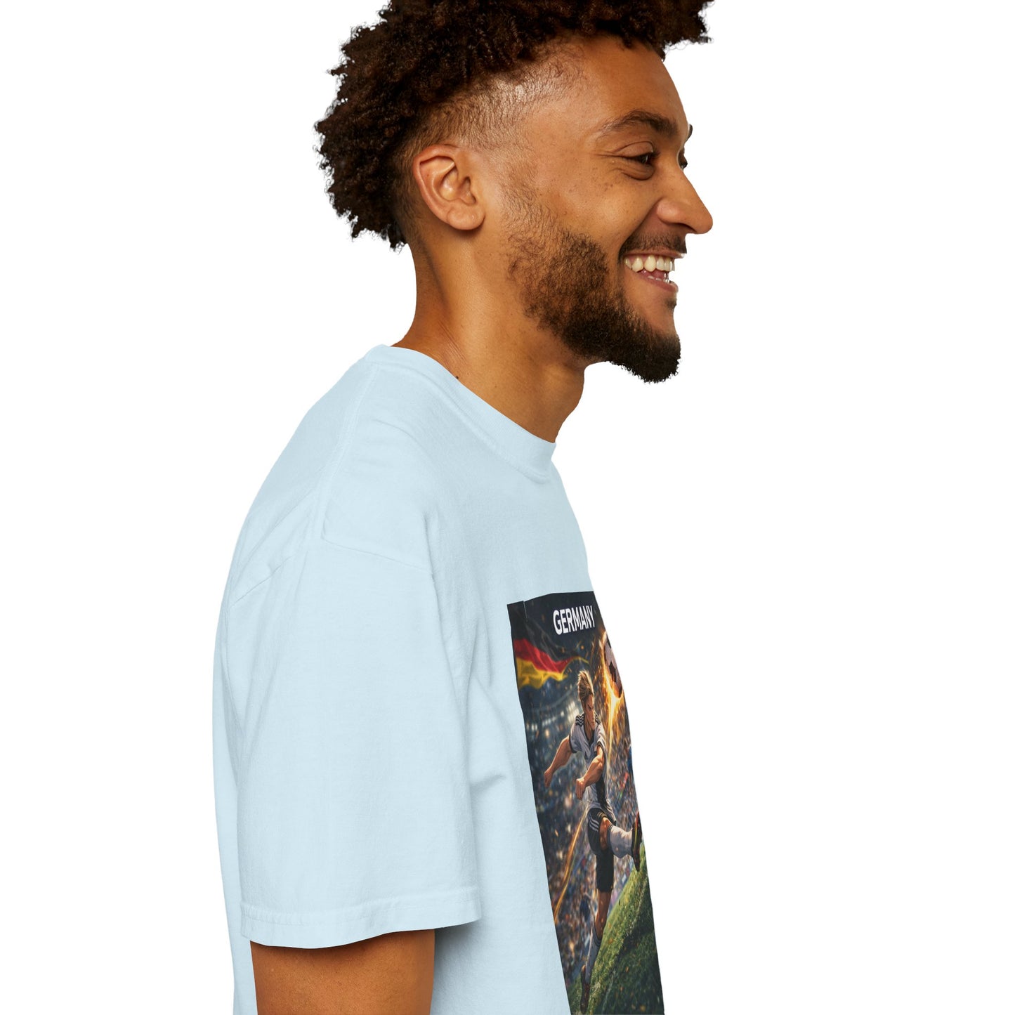 Germany Soccer Player Graphic T-Shirt — Retro Football Stadium Print