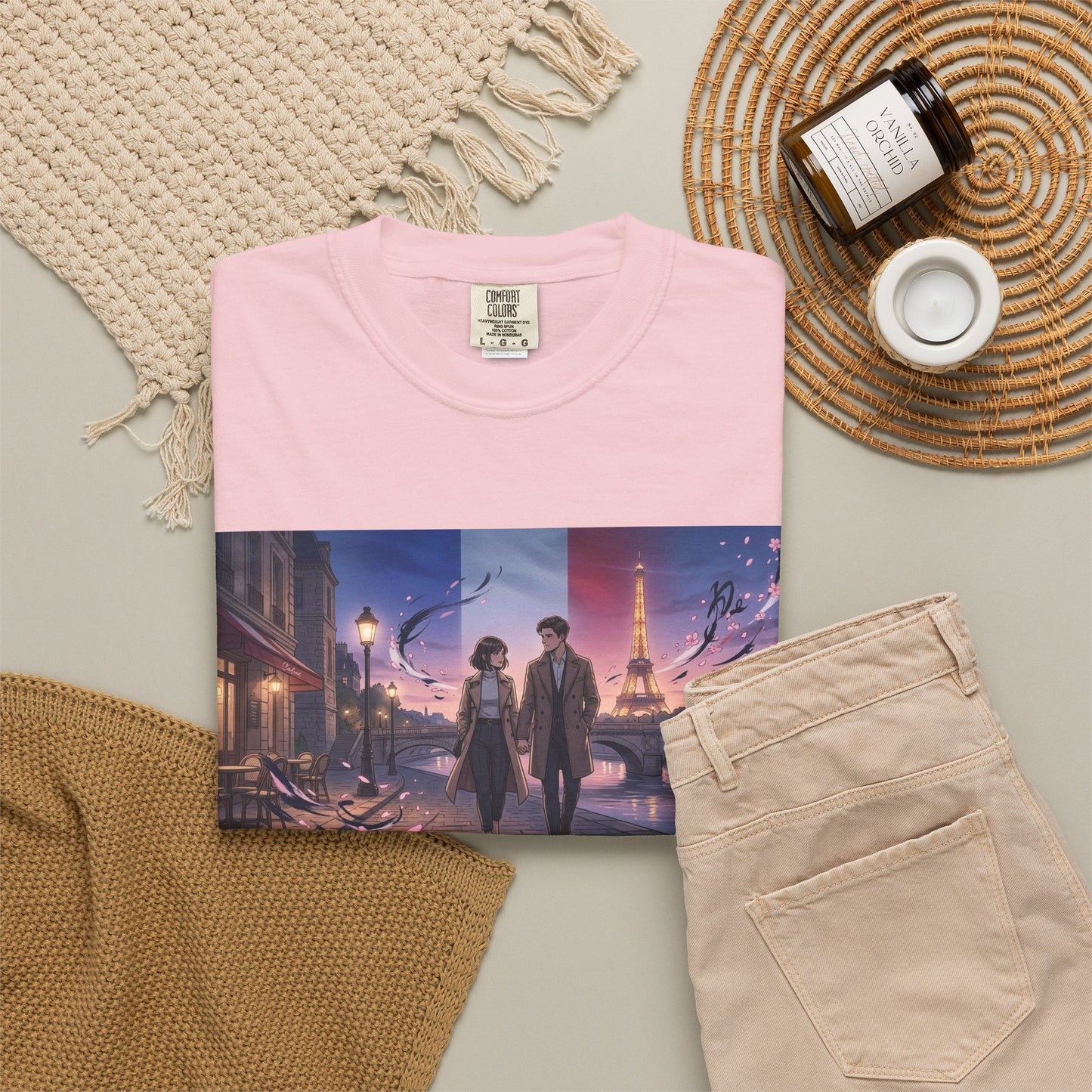 T-Shirt — Romantic City Night Stroll Illustration