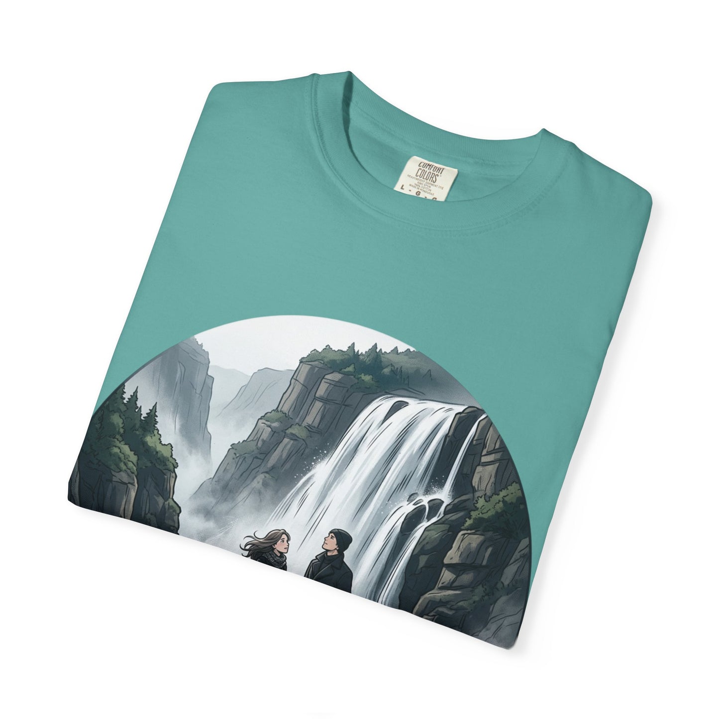 Explore More T-Shirt — Adventure Graphic Tee with Waterfall Scene