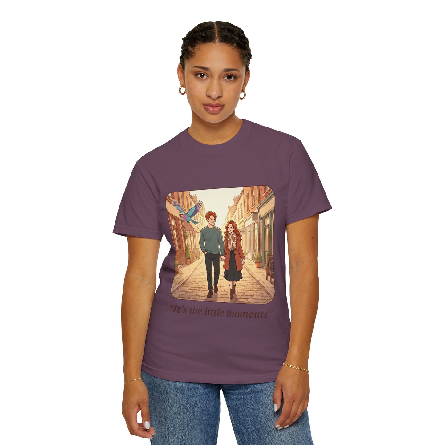 Romantic Stroll T-Shirt — “It’s the little moments” Couple Illustration Tee