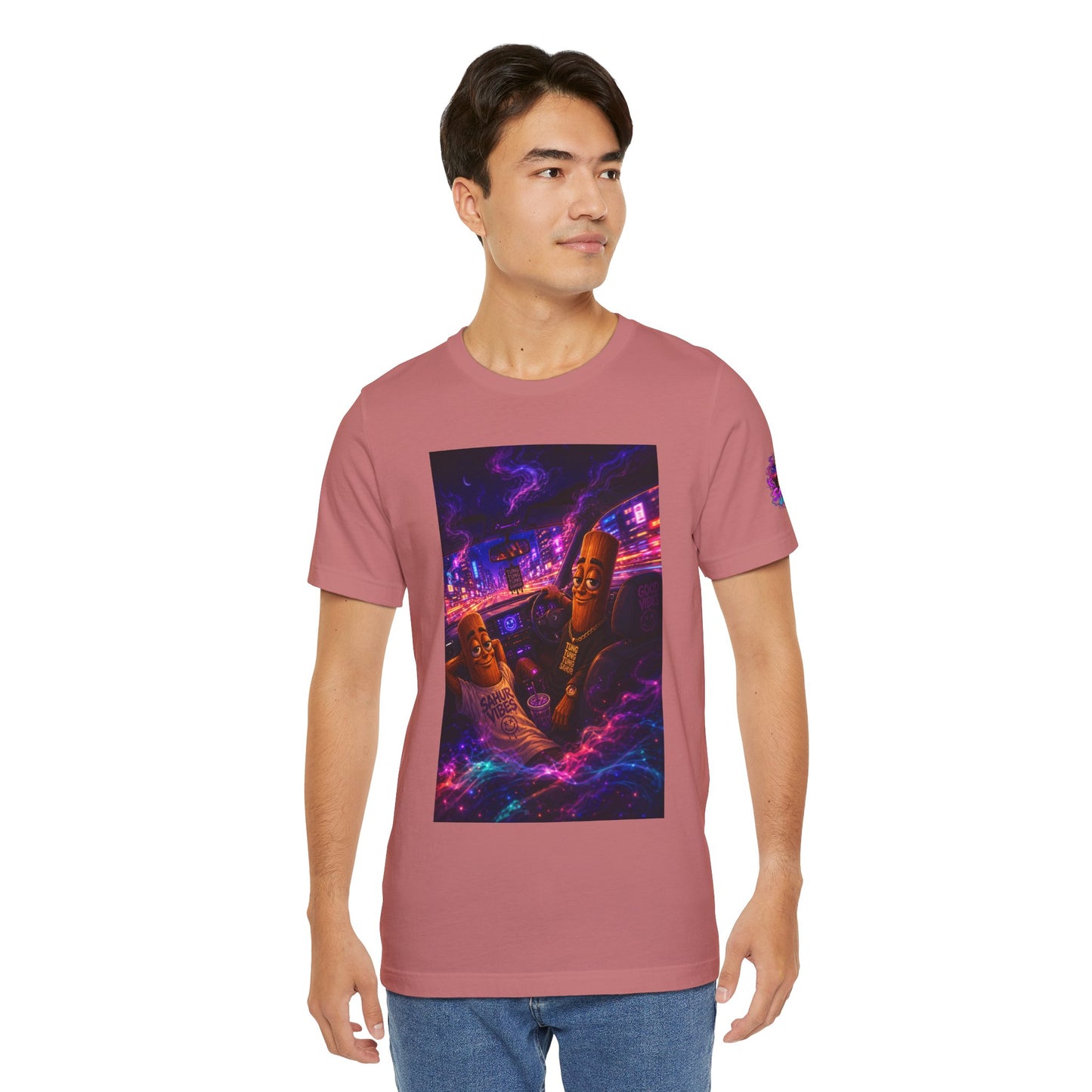 Tung Tung Tung Sahur Who Ride Like Us T-Shirt — Night Cruise Vaporwave Graphic Tee