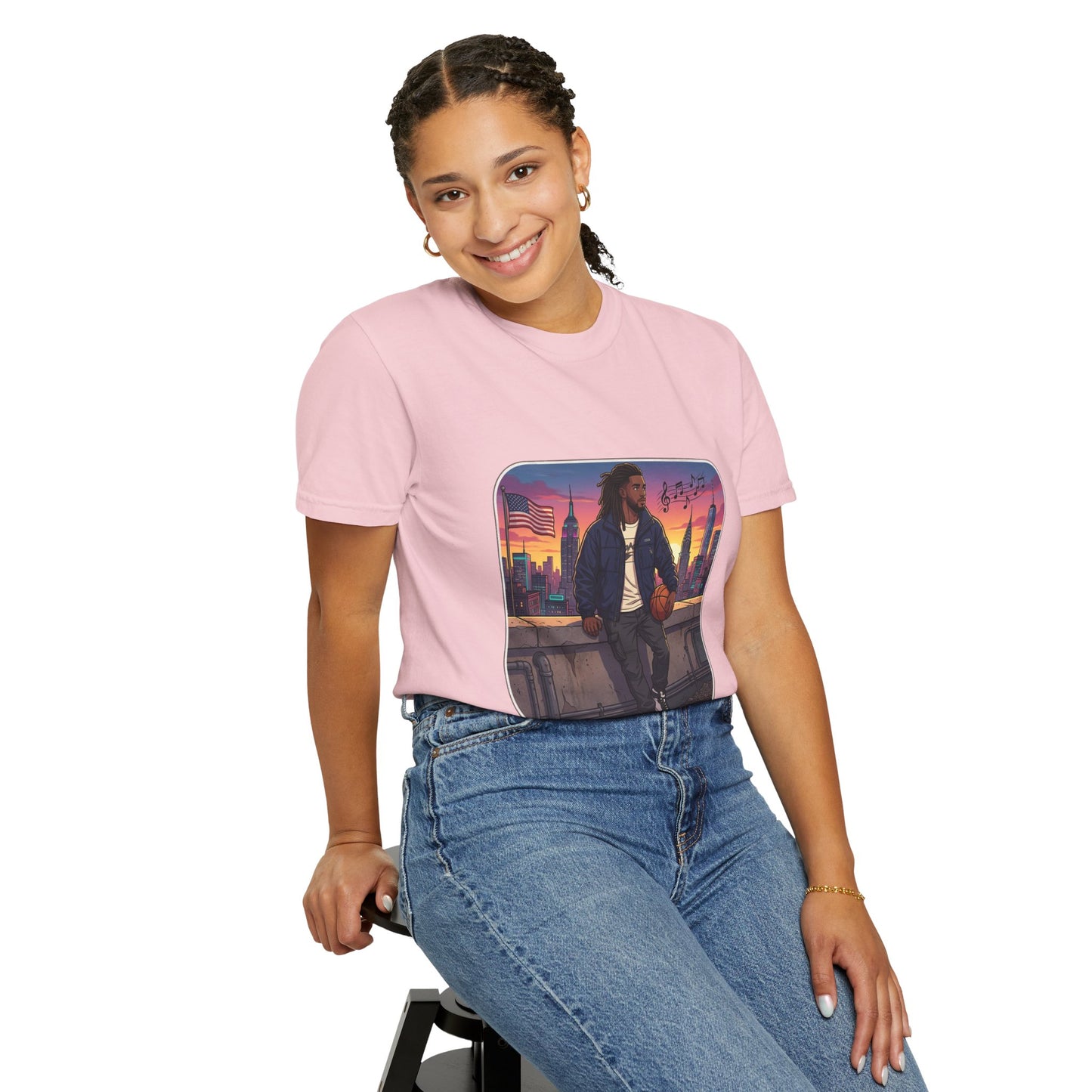 City Sunset Basketball Player T-Shirt — Urban Hoop Lifestyle Tee