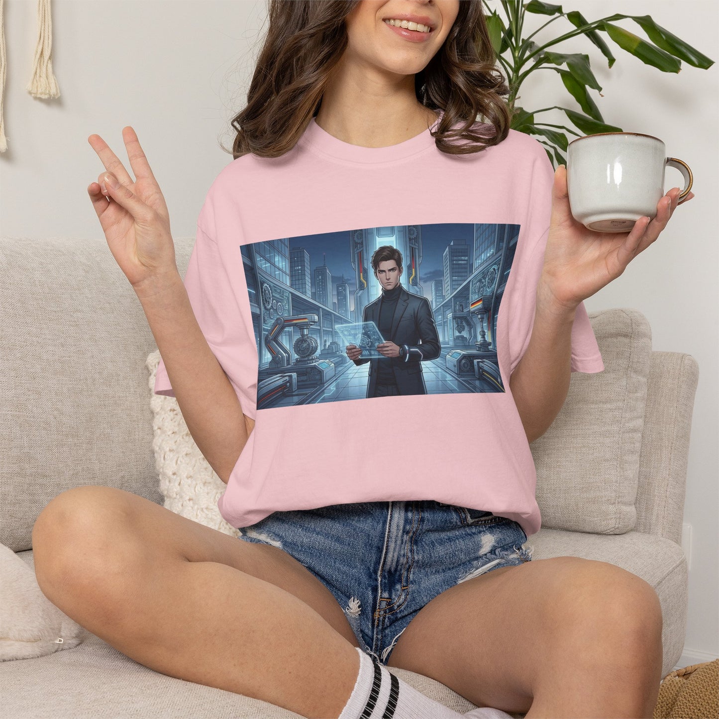 Cyberpunk Detective T-Shirt — Futuristic Noir Cityscape Graphic Tee