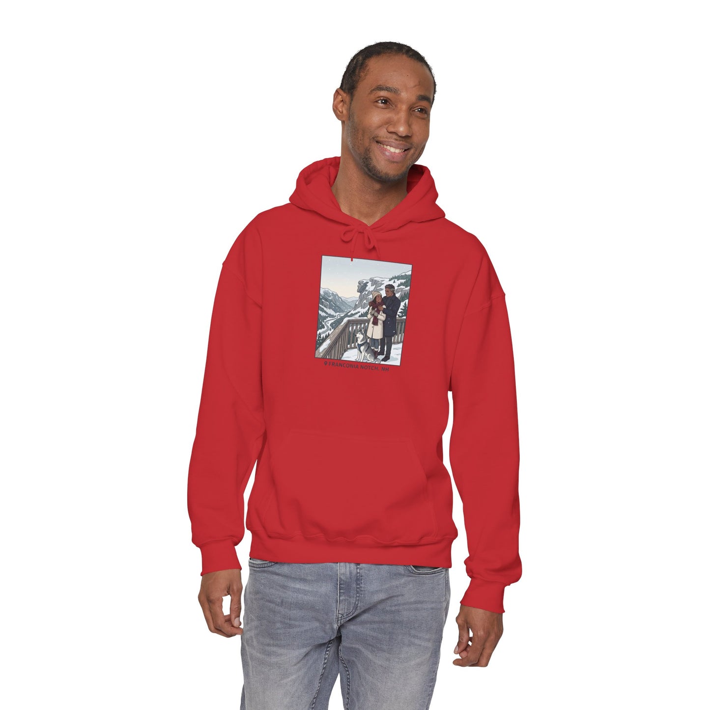 Winter Couple Photo Hoodie — Vintage Alps Travel Graphic Sweatshirt