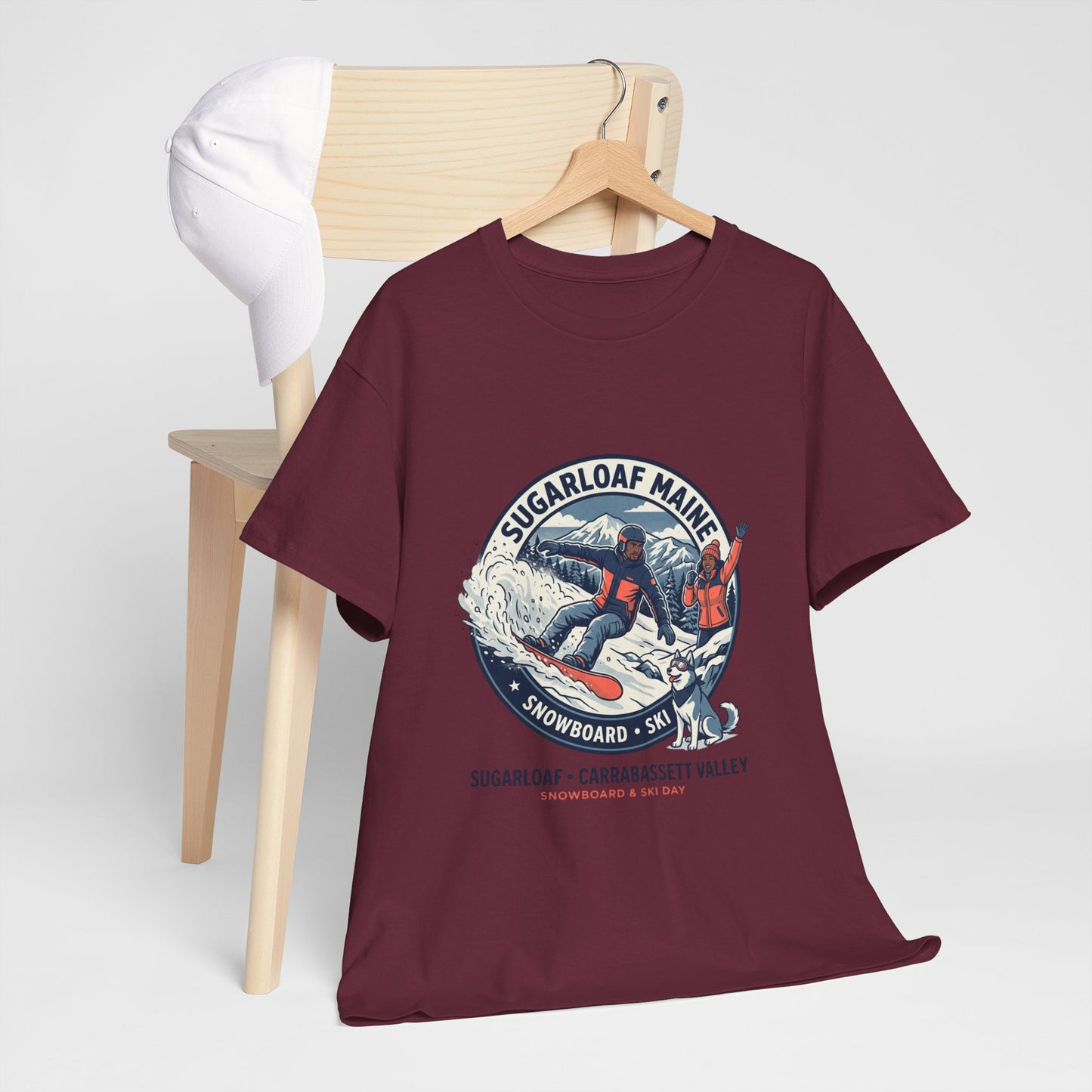 Sugarloaf Maine Snowboard & Ski T‑Shirt — Sugarloaf‑Carrabassett Valley Retro Graphic Tee