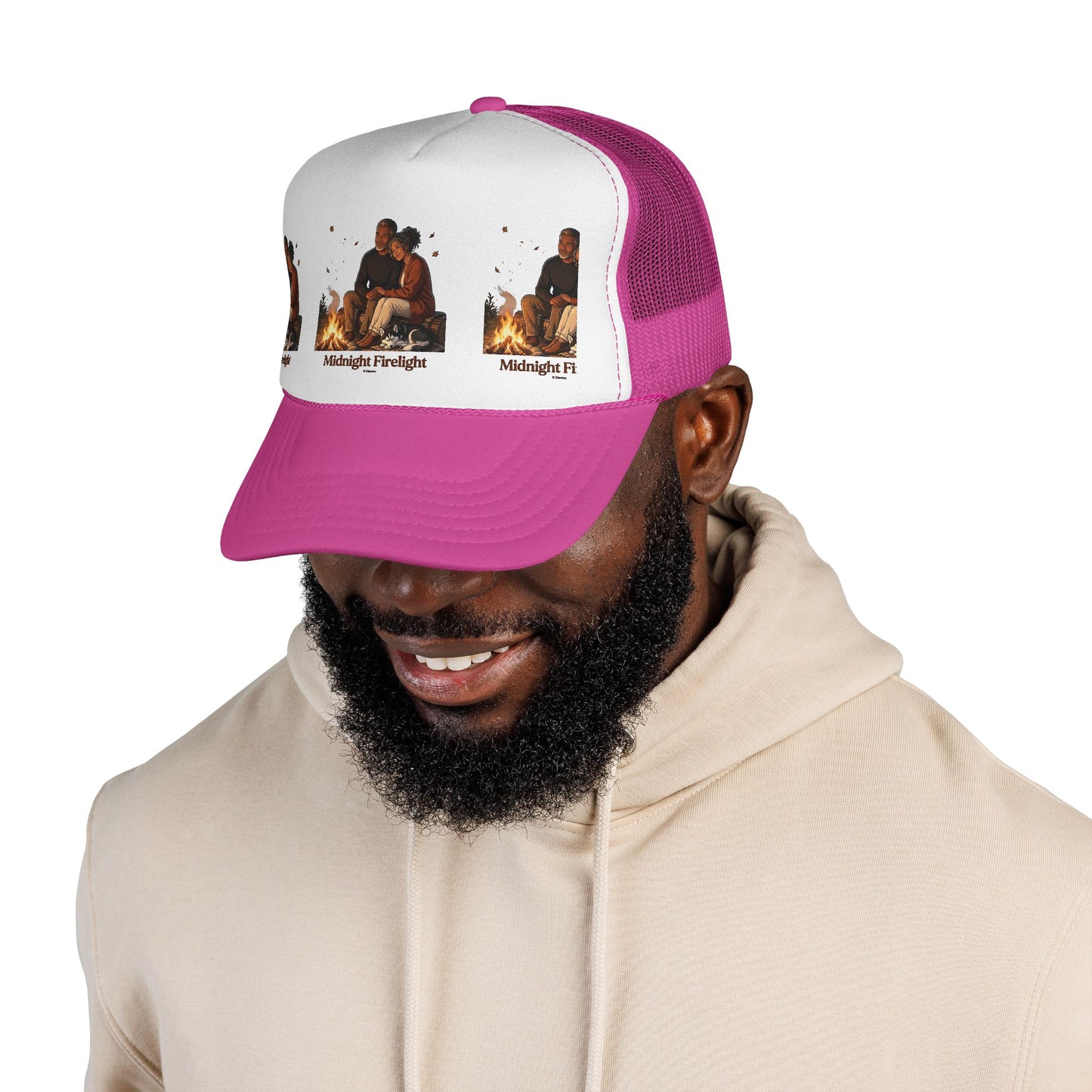 Trucker Cap — 'Midnight Firelight' Campfire Graphic Hat