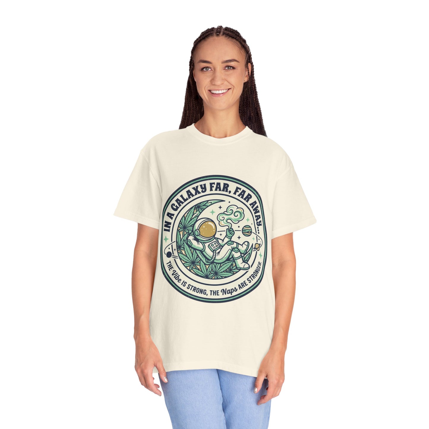 T-Shirt — "In a Galaxy Far, Far Away" Retro Space Nap Graphic Tee