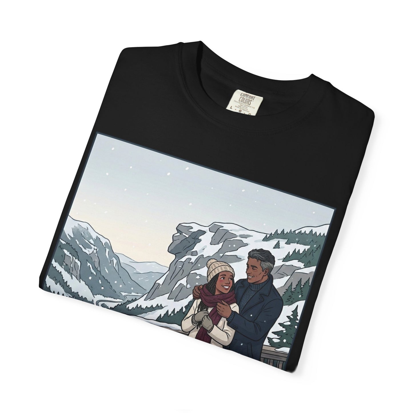Franconia Notch NH Winter View T-Shirt — Scenic Couple & Husky Travel Tee