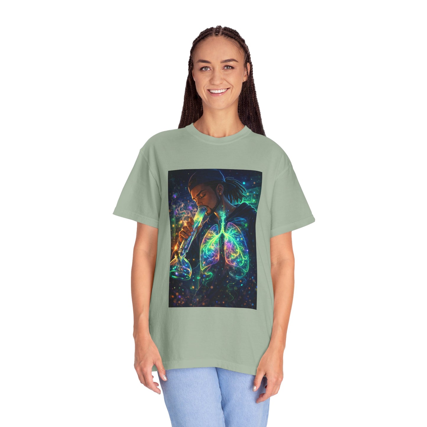 Cosmic Lungs T-Shirt — Neon Anatomical Art Tee