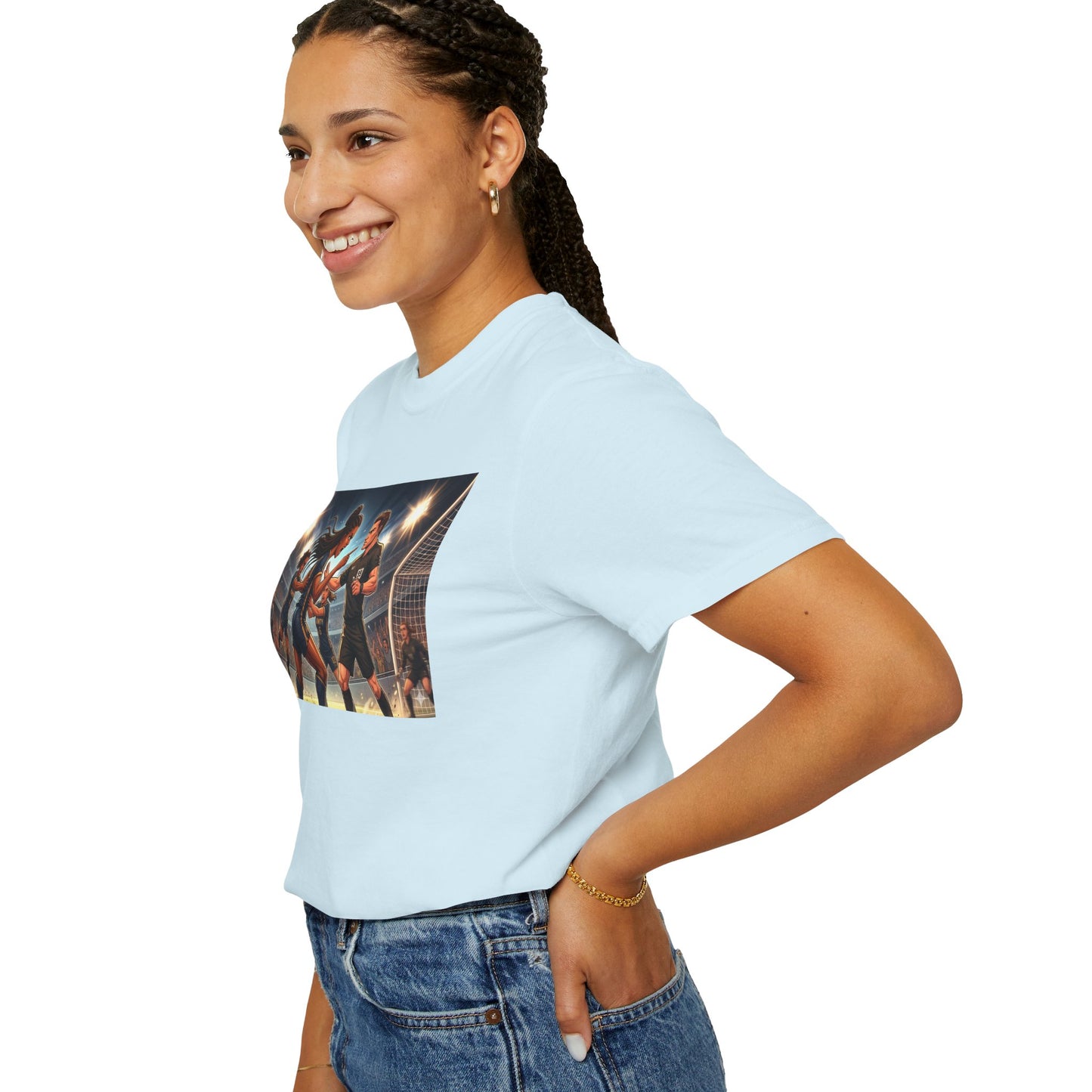 Soccer Night Match T-Shirt — Dynamic Players Under Stadium Lights
