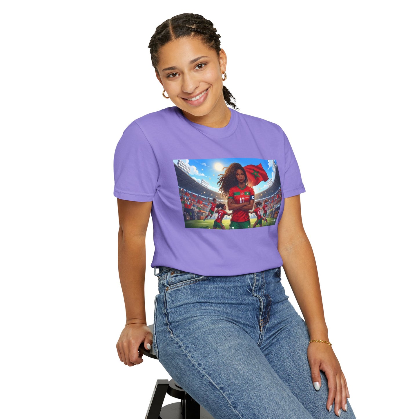 Morocco Soccer Champion Graphic T-Shirt — Inspiring Women’s Football Stadium Design