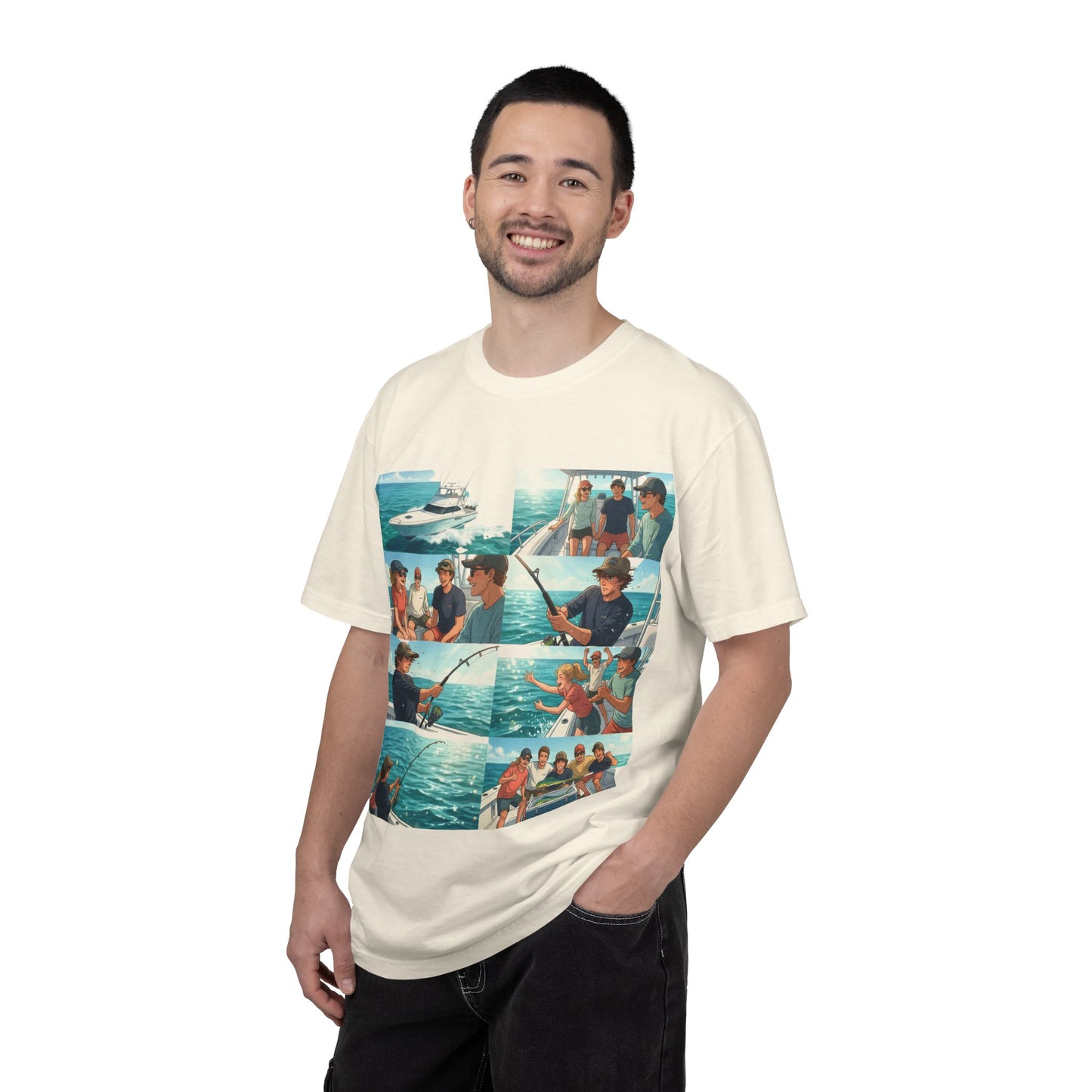 Deep Sea Energy (Friends Fishing Edition) Fishing Trip Photo Collage T-Shirt