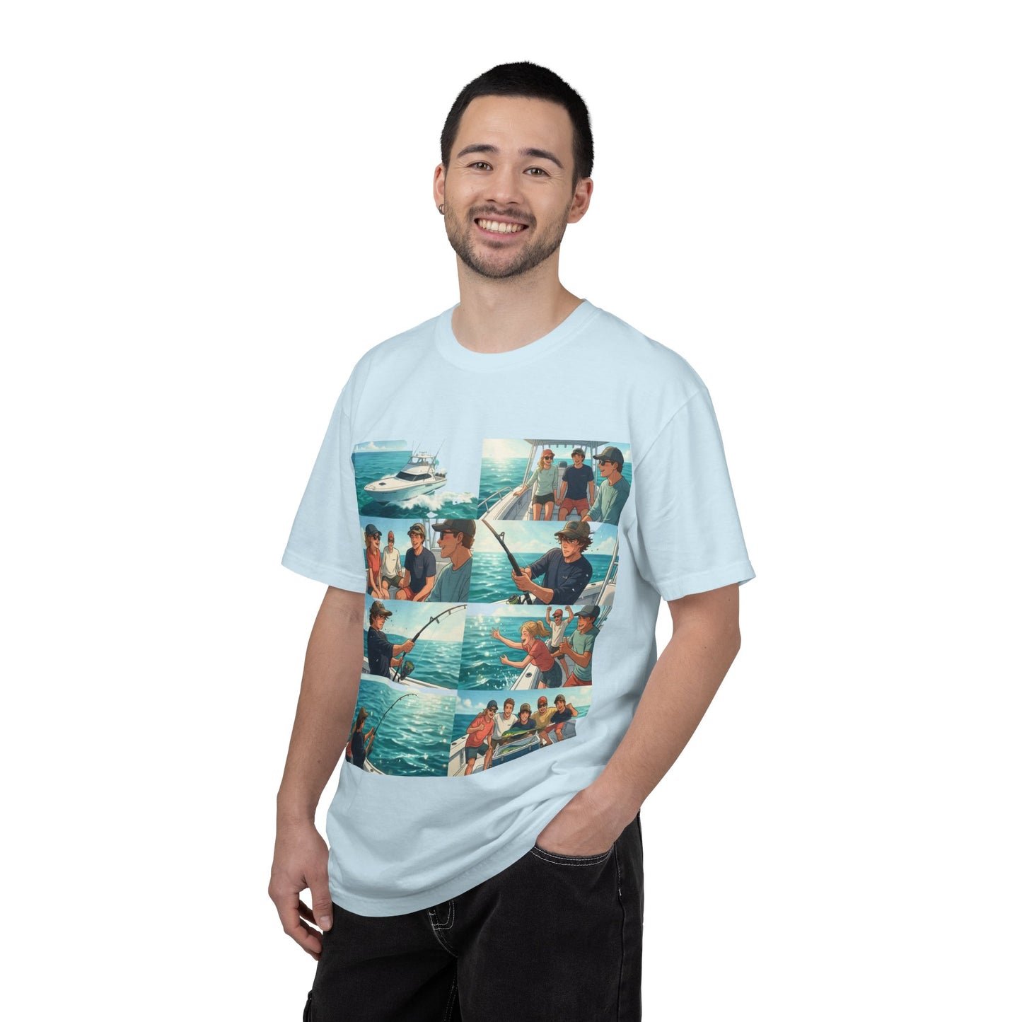 Deep Sea Energy (Friends Fishing Edition) Fishing Trip Photo Collage T-Shirt