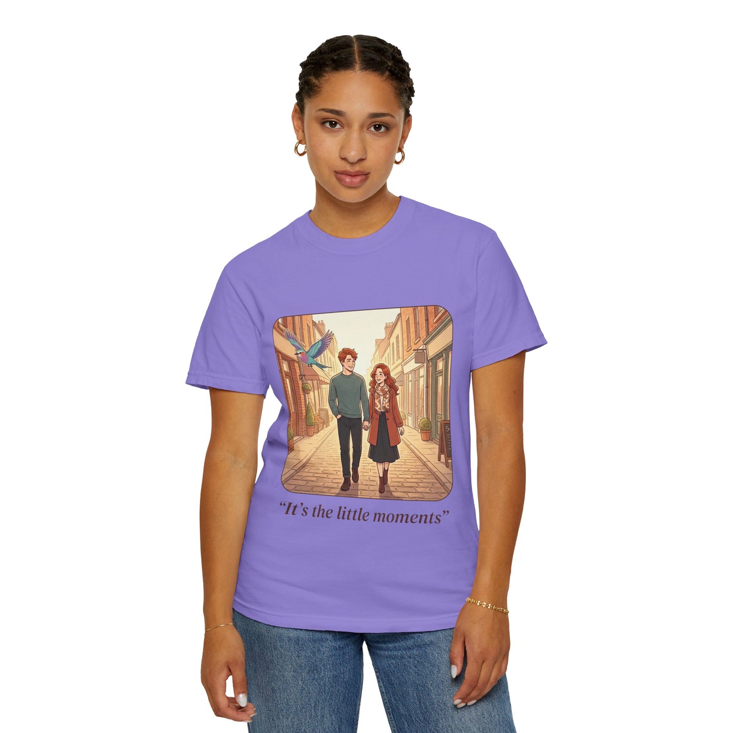 Romantic Stroll T-Shirt — “It’s the little moments” Couple Illustration Tee
