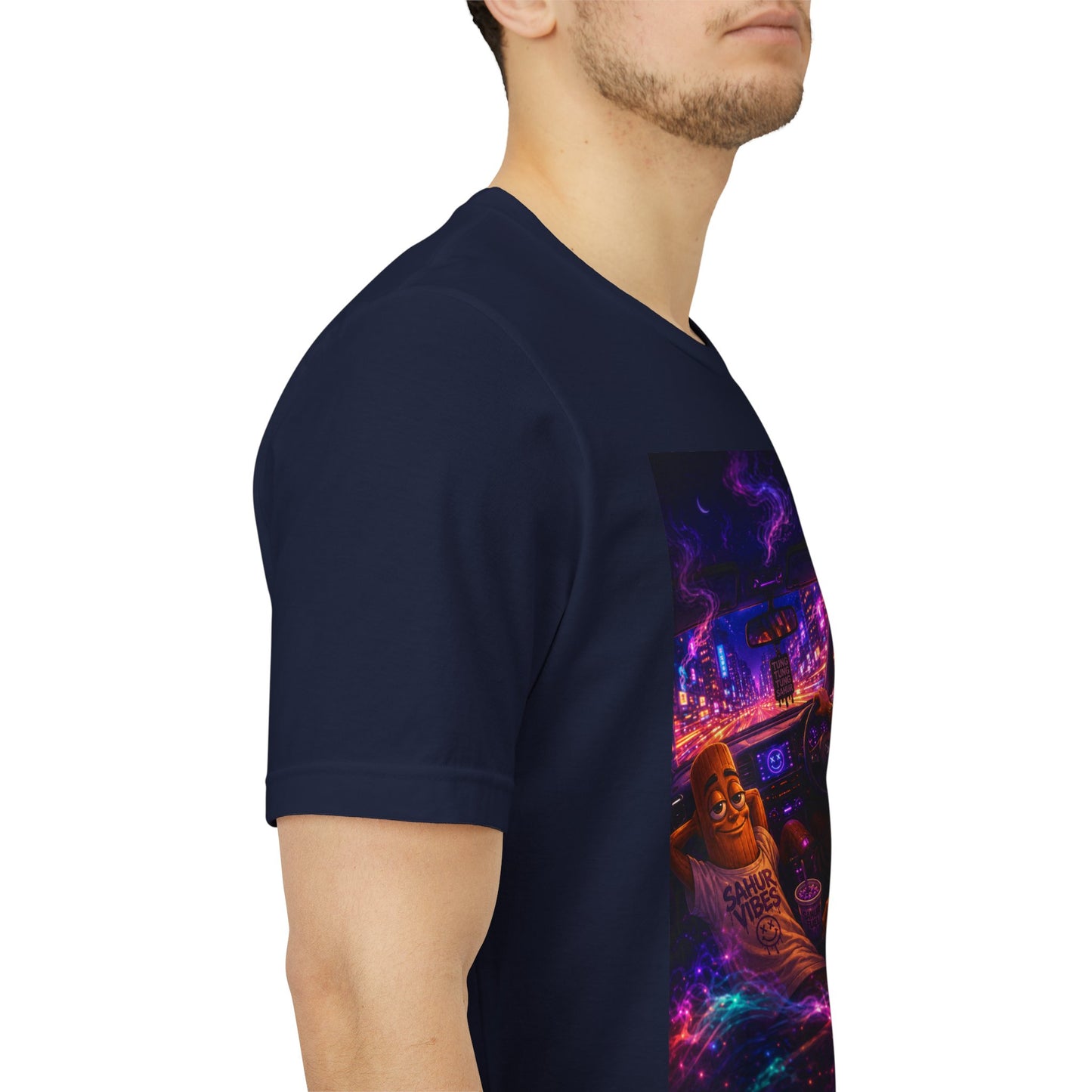 Tung Tung Tung Sahur Who Ride Like Us T-Shirt — Night Cruise Vaporwave Graphic Tee
