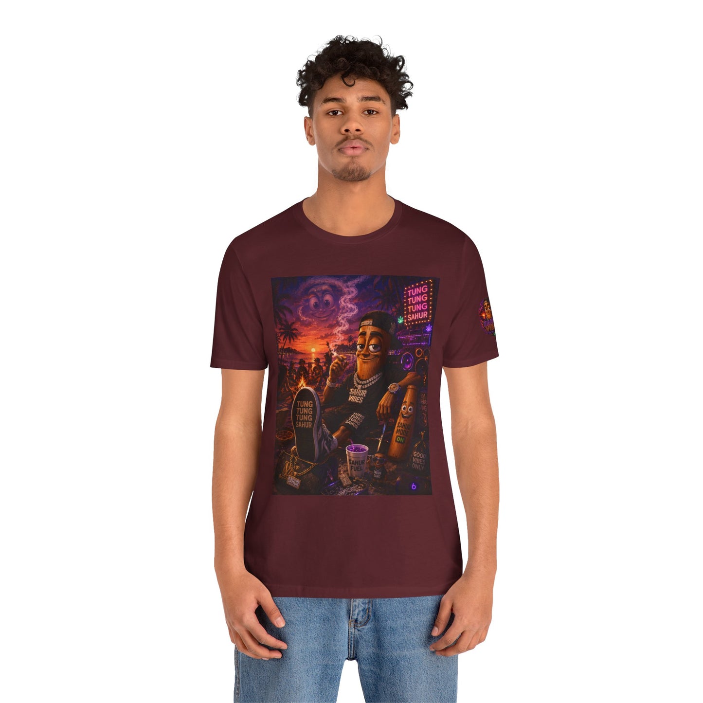 Tung Tung Tung Sahur Laid-Back Nightlife Graphic Tee — "Things Take Time" Urban Cartoon Design
