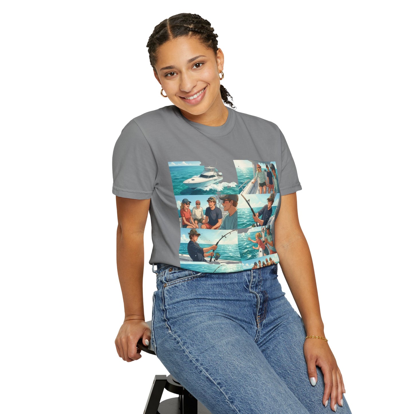 Deep Sea Energy (Friends Fishing Edition) Fishing Trip Photo Collage T-Shirt