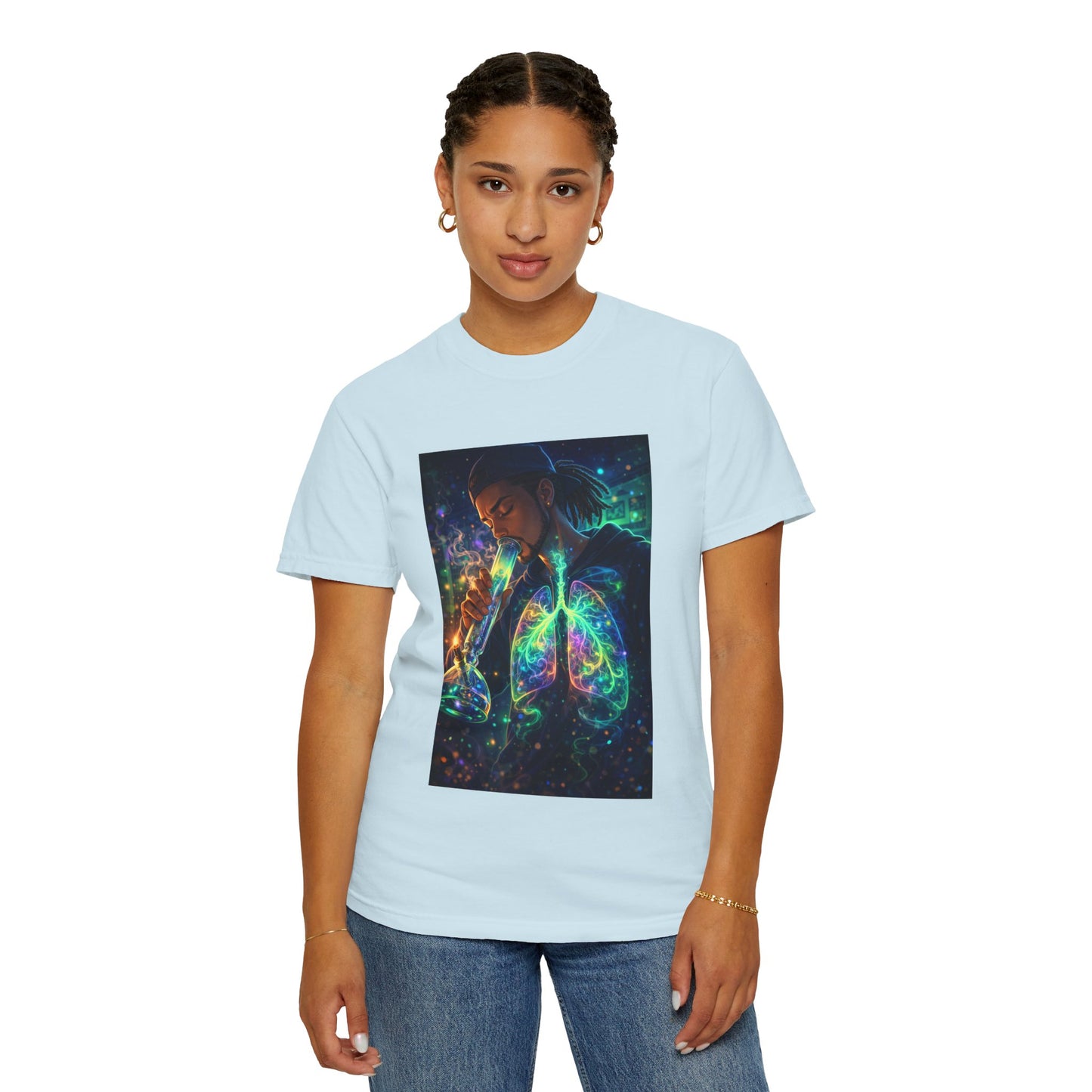 Cosmic Lungs T-Shirt — Neon Anatomical Art Tee