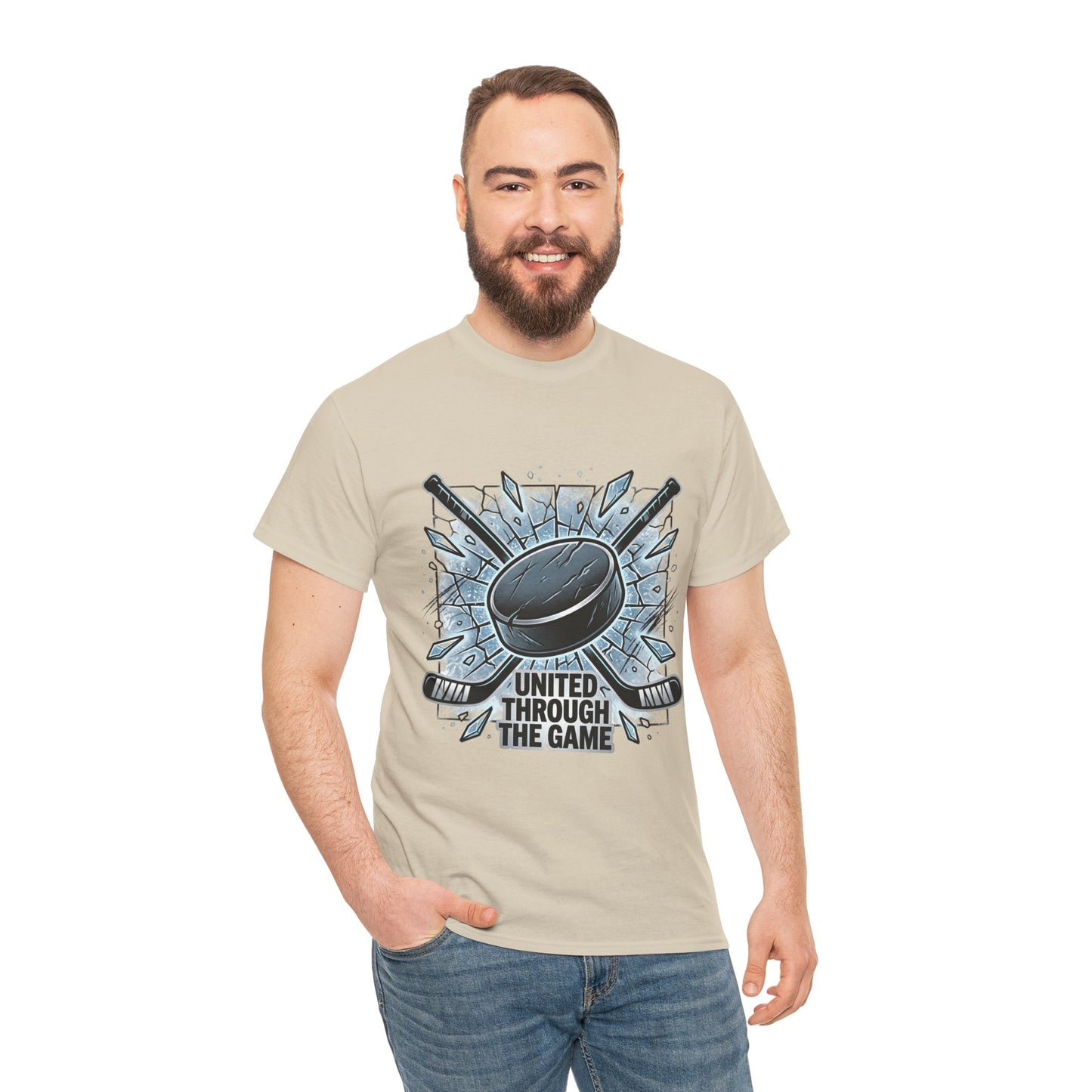 Hockey T-Shirt — "United Through the Game" Graphic Tee