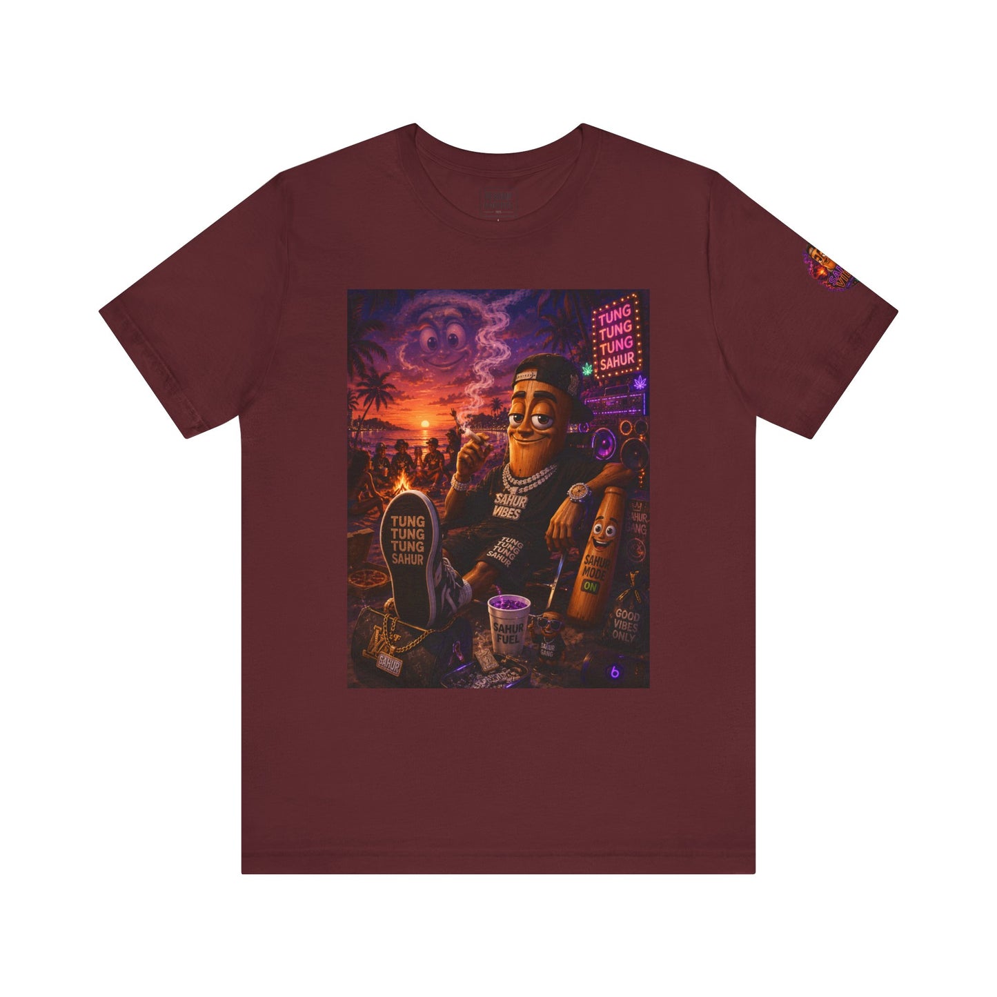 Tung Tung Tung Sahur Laid-Back Nightlife Graphic Tee — "Things Take Time" Urban Cartoon Design