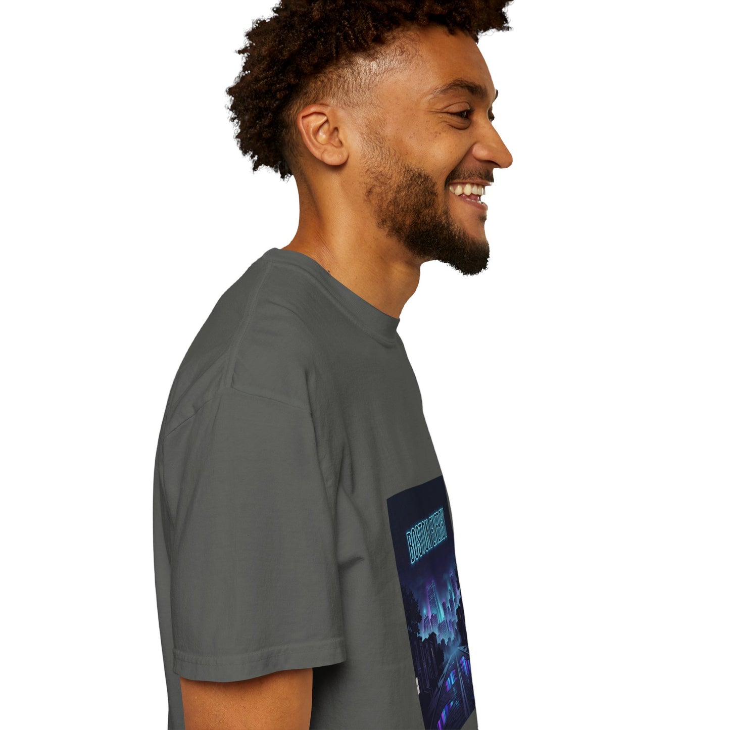 T-Shirt — "Boston Energy" Neon Cityscape Graphic Tee