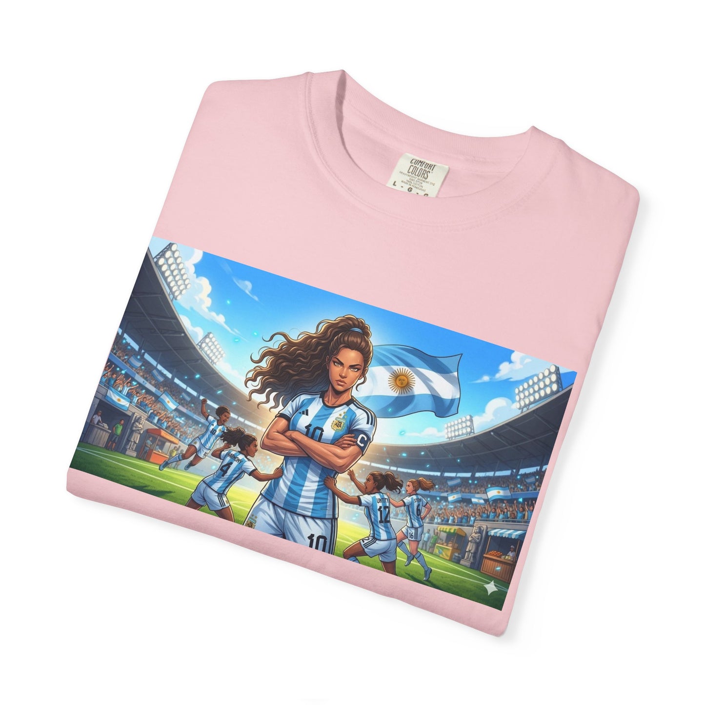 Argentina Soccer Heroine Stadium T-Shirt – Female Soccer Player Graphic Tee