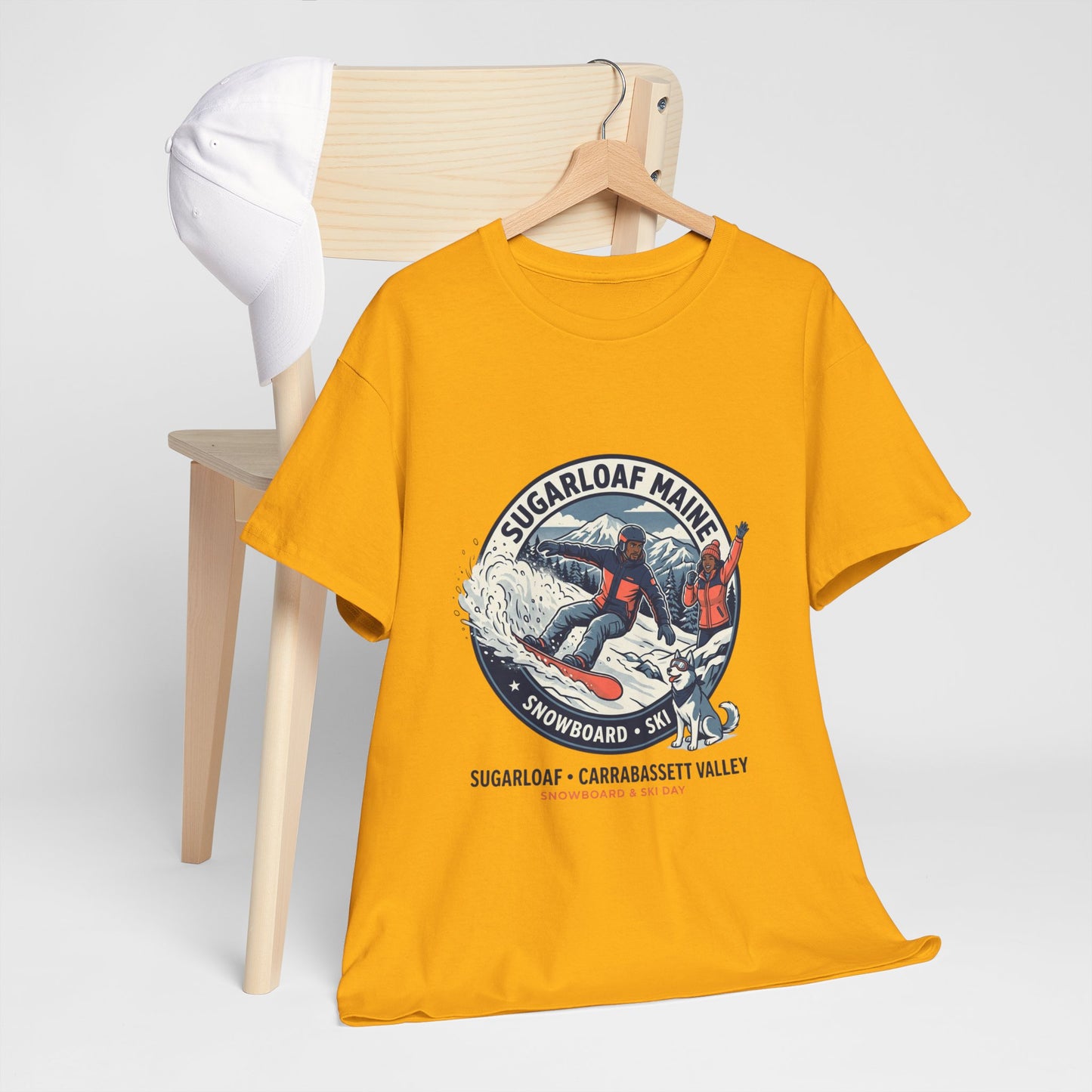 Sugarloaf Maine Snowboard & Ski T‑Shirt — Sugarloaf‑Carrabassett Valley Retro Graphic Tee