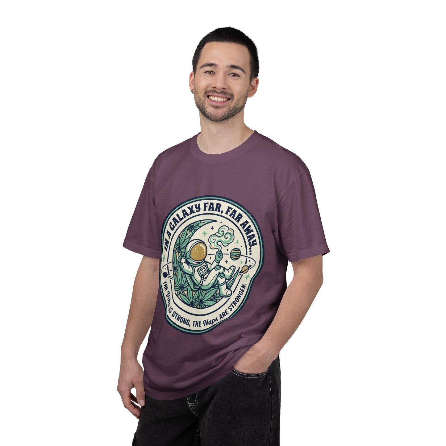 T-Shirt — "In a Galaxy Far, Far Away" Retro Space Nap Graphic Tee