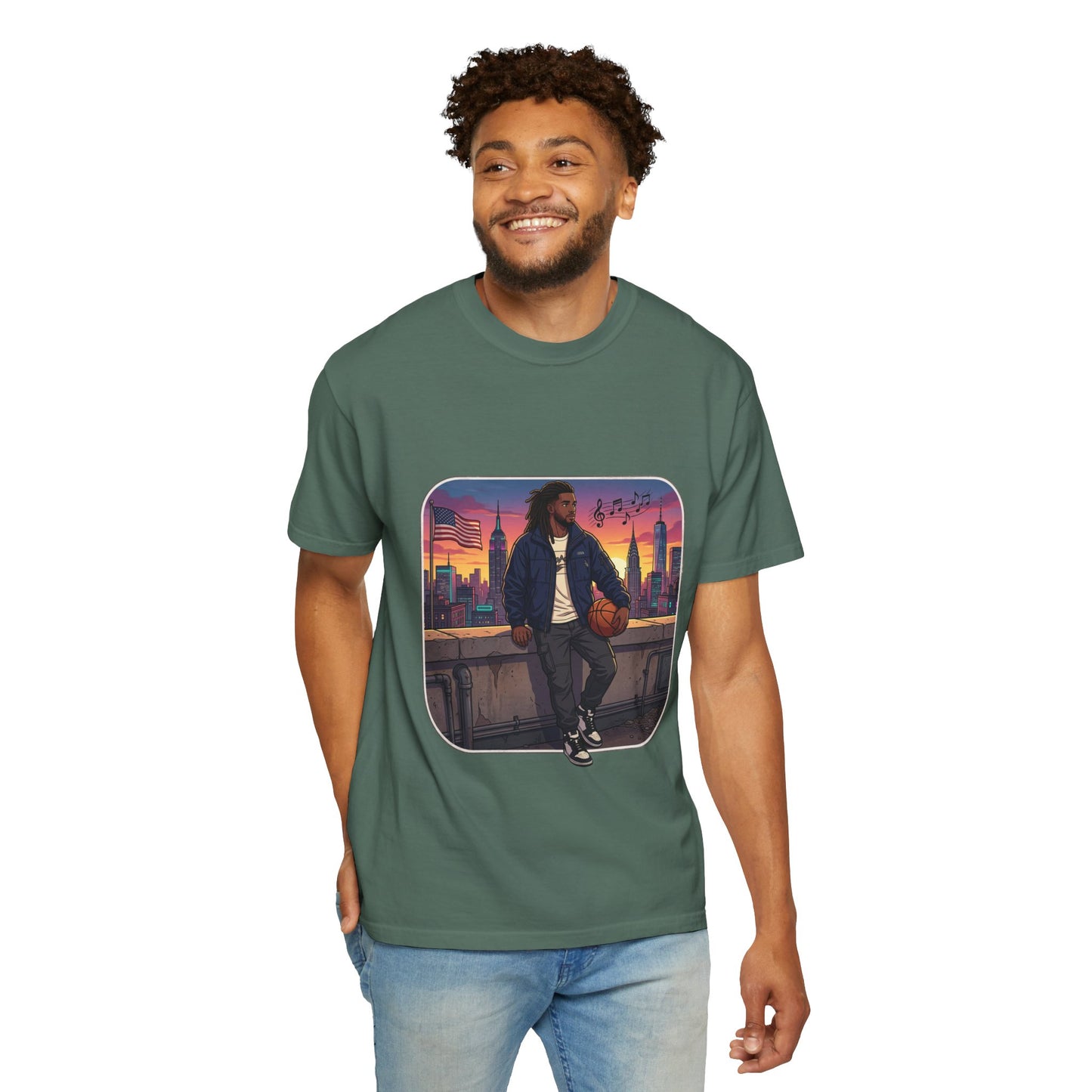 City Sunset Basketball Player T-Shirt — Urban Hoop Lifestyle Tee