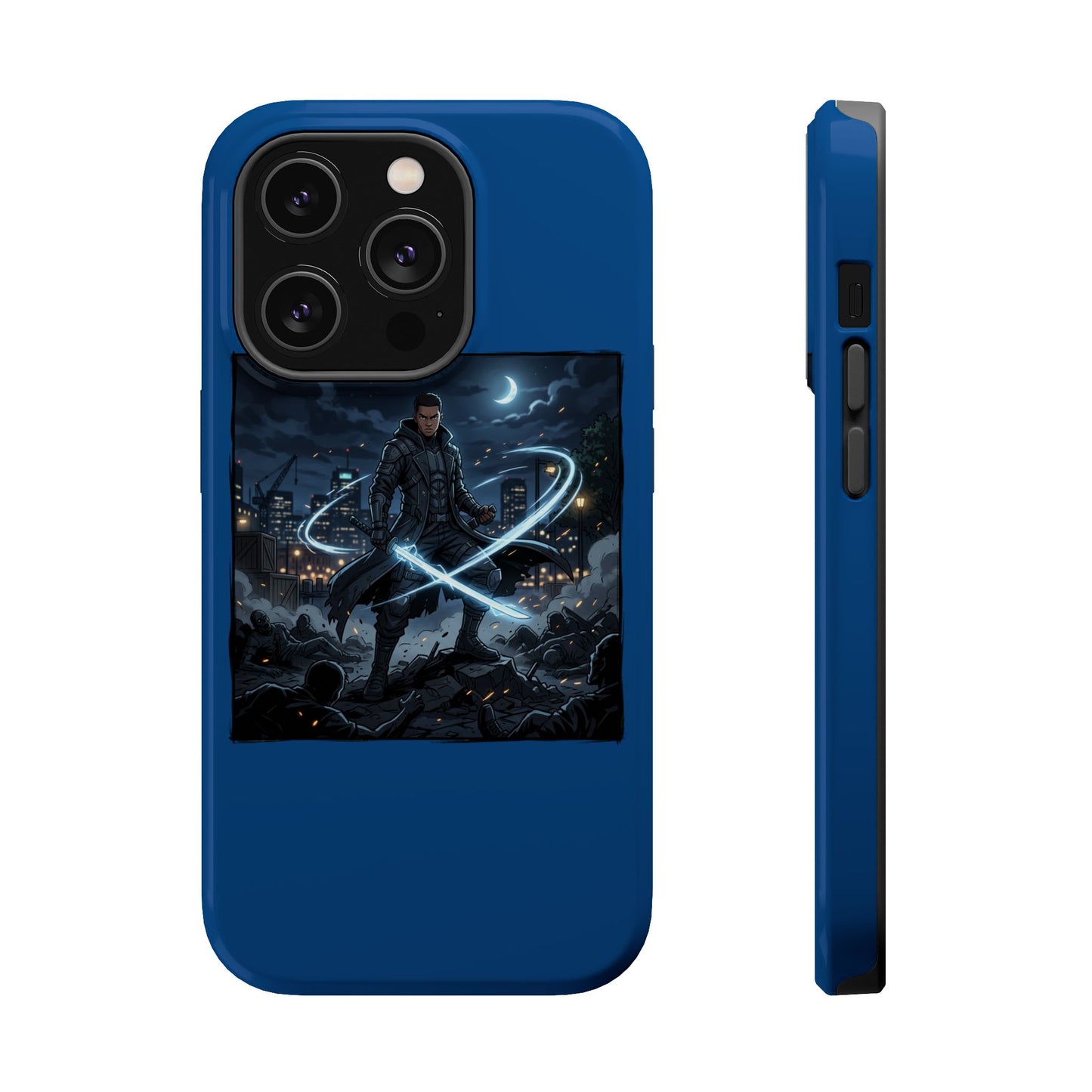 Magnetic Impact-Resistant Phone Case — Night Warrior Sci‑Fi Design
