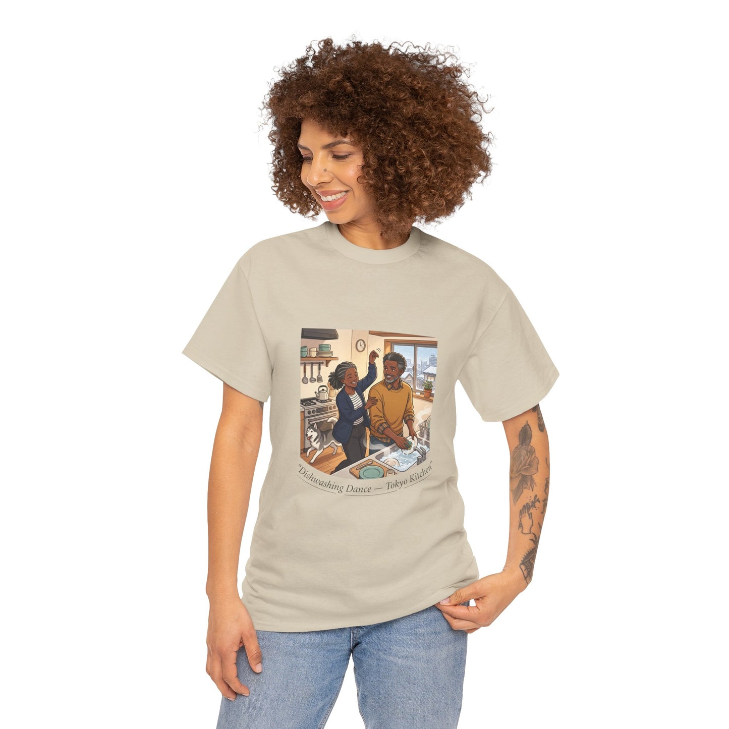 Dishwashing Dance Tee — Couple Kitchen Graphic T-Shirt