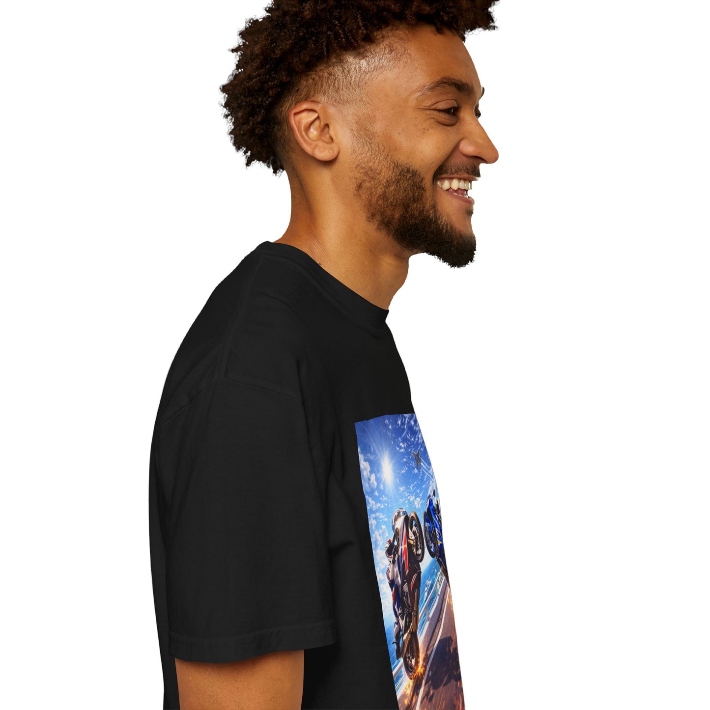 Stunt Riders Motorcycle T-Shirt — Two Bike Wheelie Racing Graphic Tee