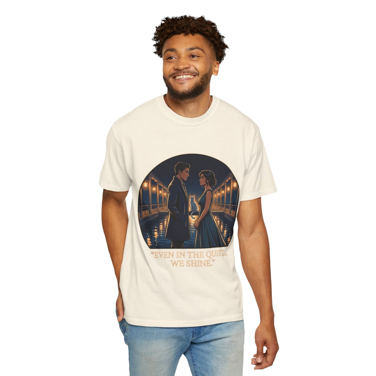 Romantic Night Stroll T-Shirt — "Even in the Quiet... We Shine" Graphic Tee