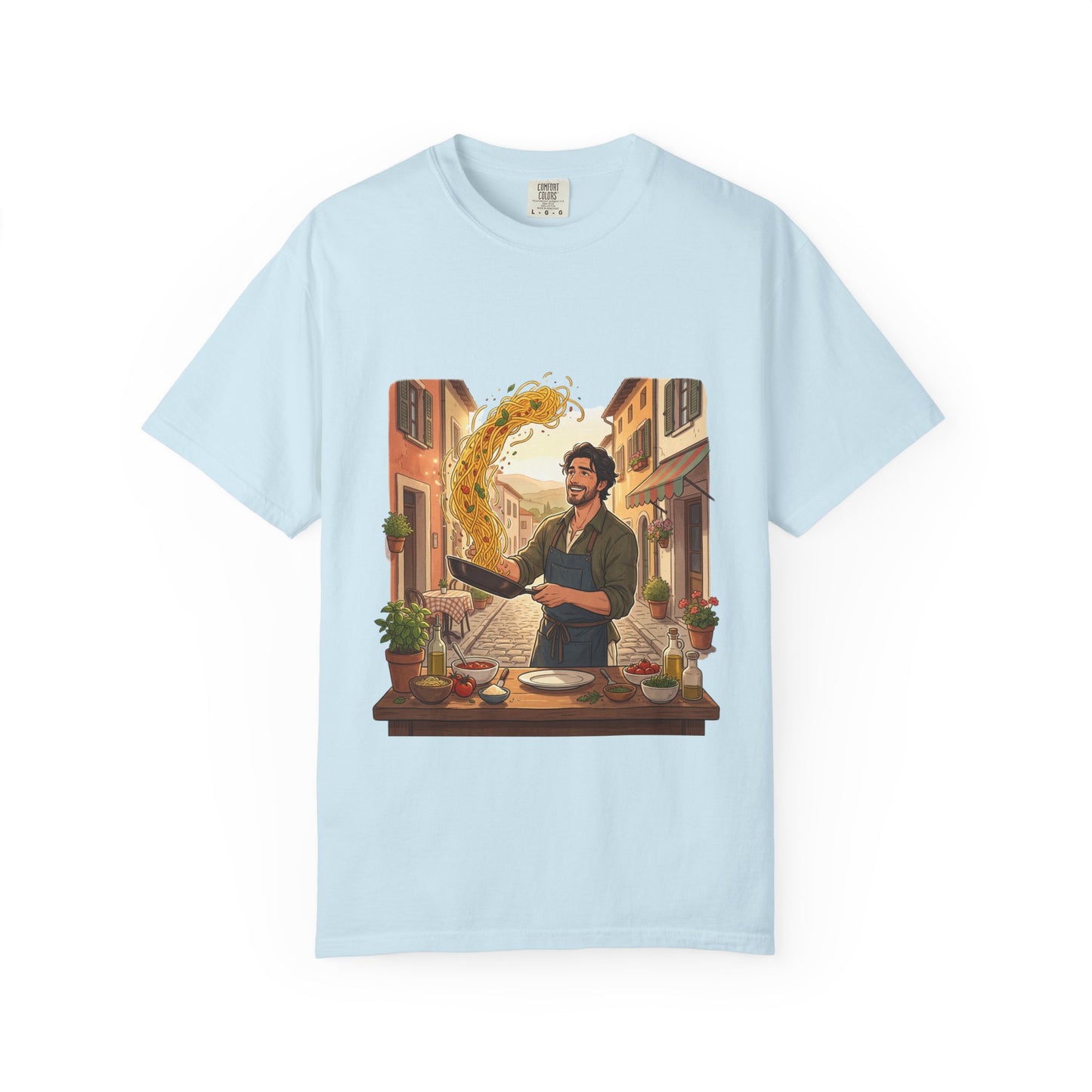 Italian Chef Pasta Toss T-Shirt — Vintage Street Kitchen Cooking Graphic Tee