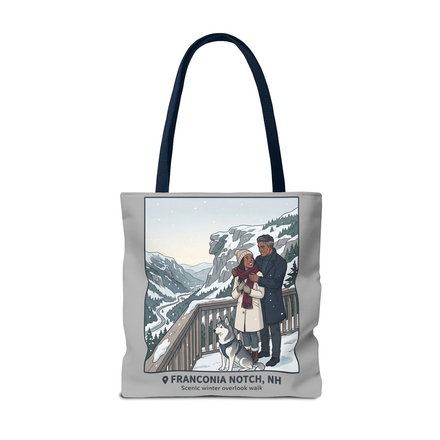 Franconia Notch Winter Couple Tote Bag — Scenic New Hampshire Snowy Overlook Tote