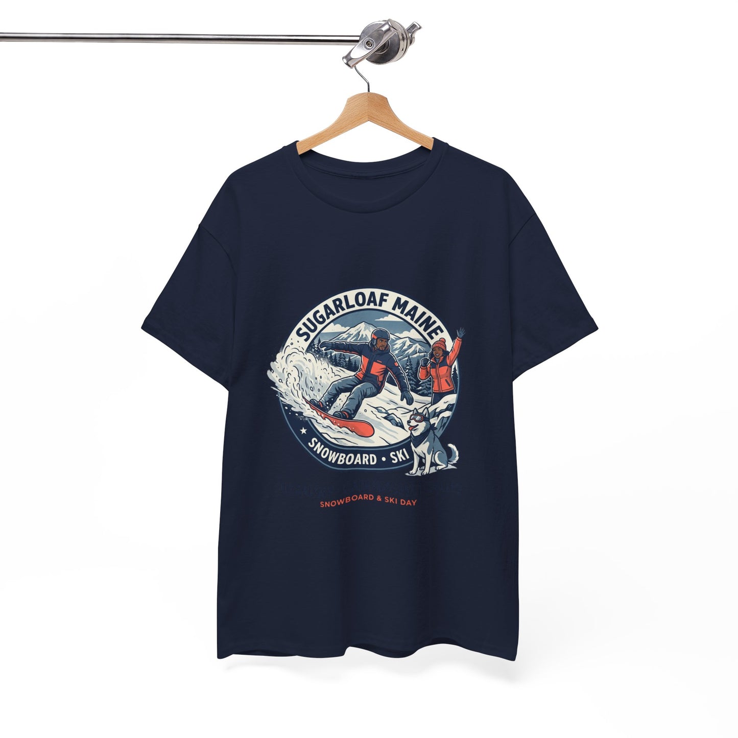 Sugarloaf Maine Snowboard & Ski T‑Shirt — Sugarloaf‑Carrabassett Valley Retro Graphic Tee