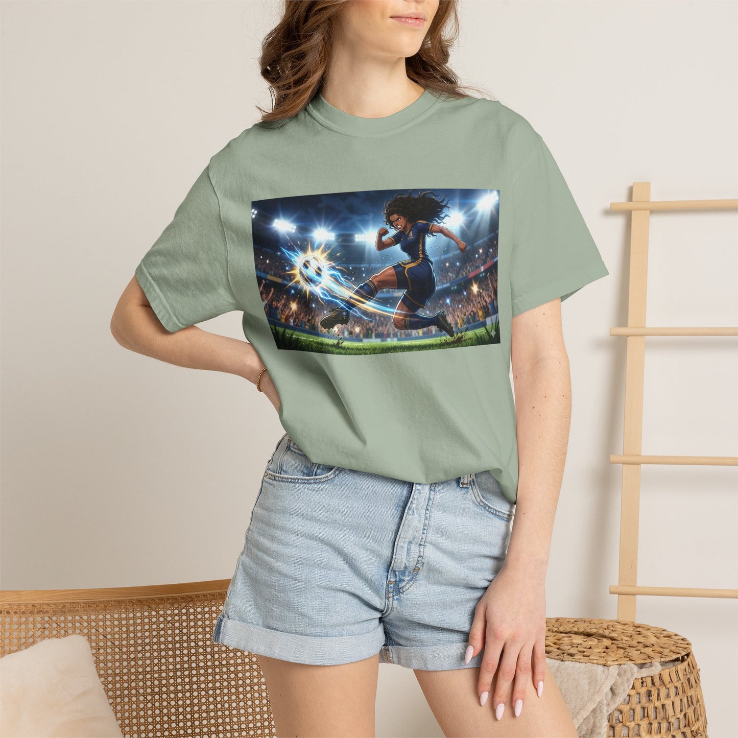 Soccer Kick Graphic T-Shirt — Energetic Stadium Football Design