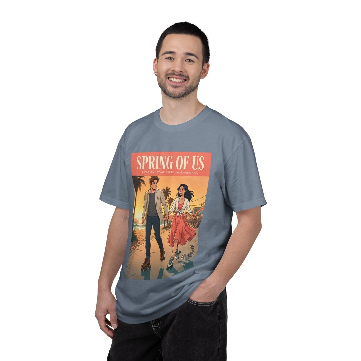 Spring of Us T-Shirt — Vintage Romantic Beach Couple Graphic Tee