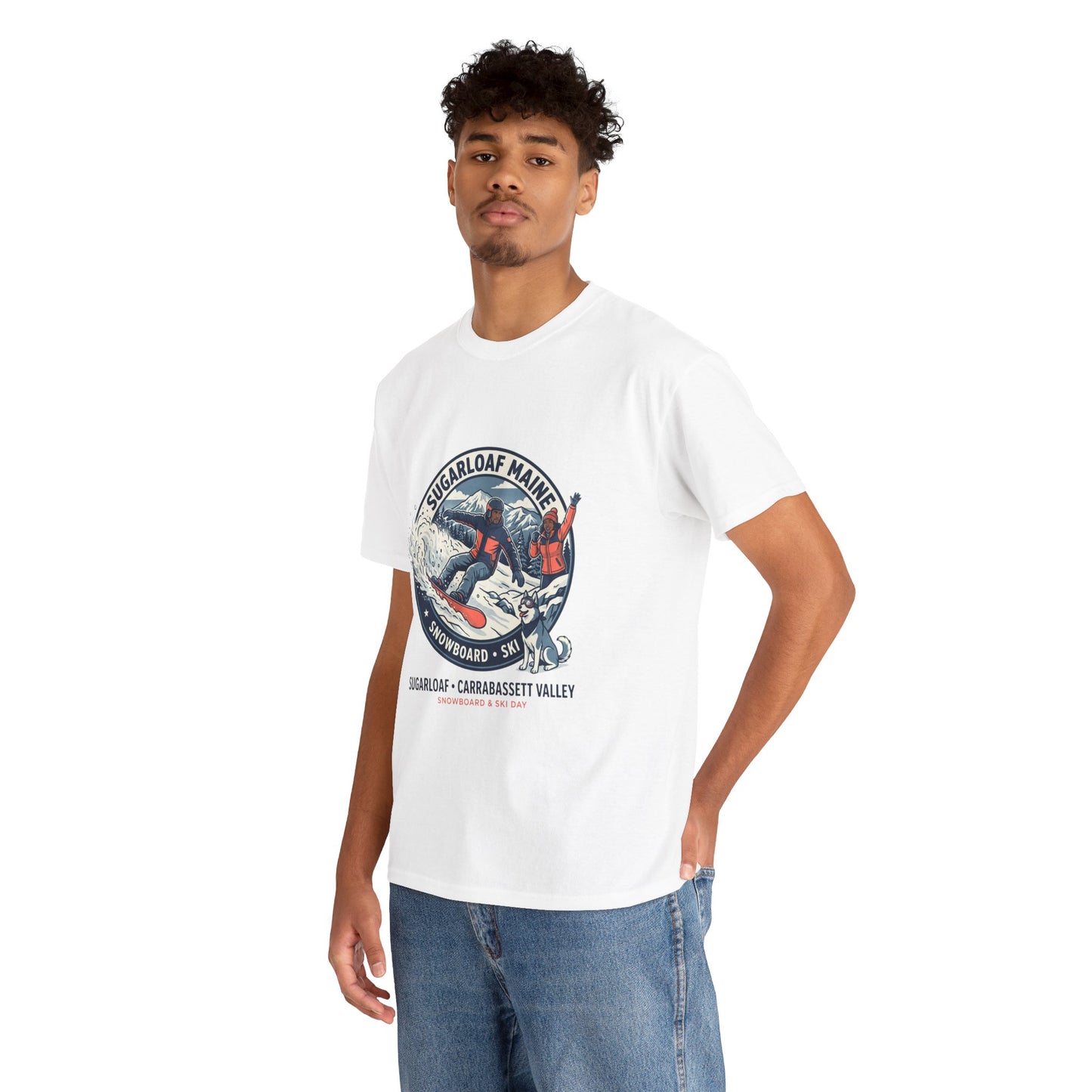 Sugarloaf Maine Snowboard & Ski T‑Shirt — Sugarloaf‑Carrabassett Valley Retro Graphic Tee