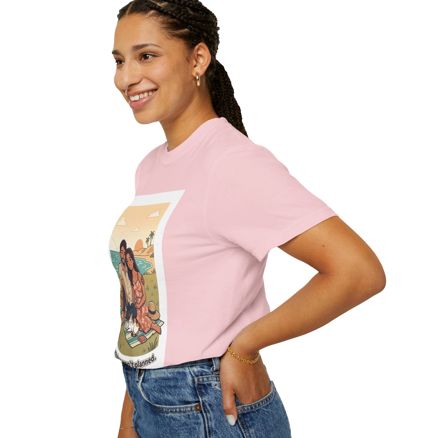 Beach Picnic Couple T‑Shirt — “The best days aren’t planned.” Relaxed Vacation Tee