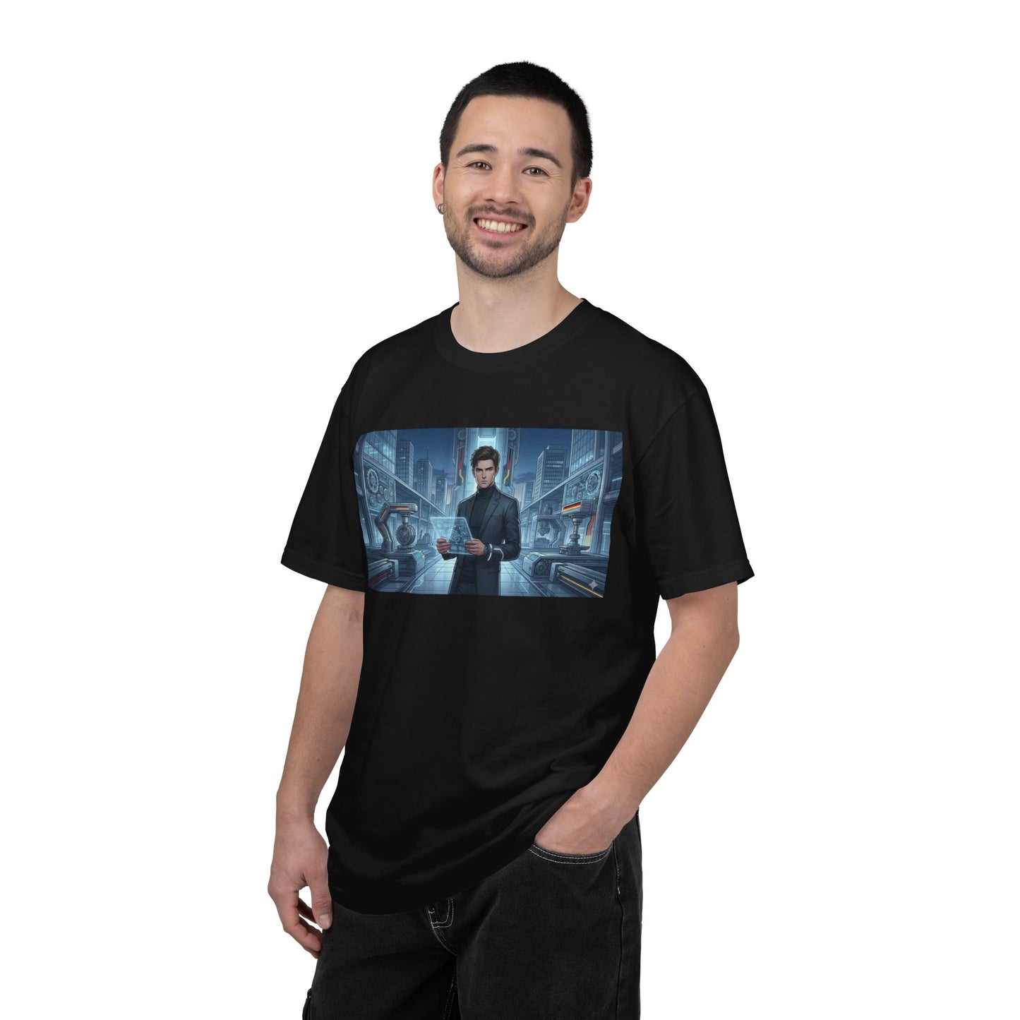 Cyberpunk Detective T-Shirt — Futuristic Noir Cityscape Graphic Tee