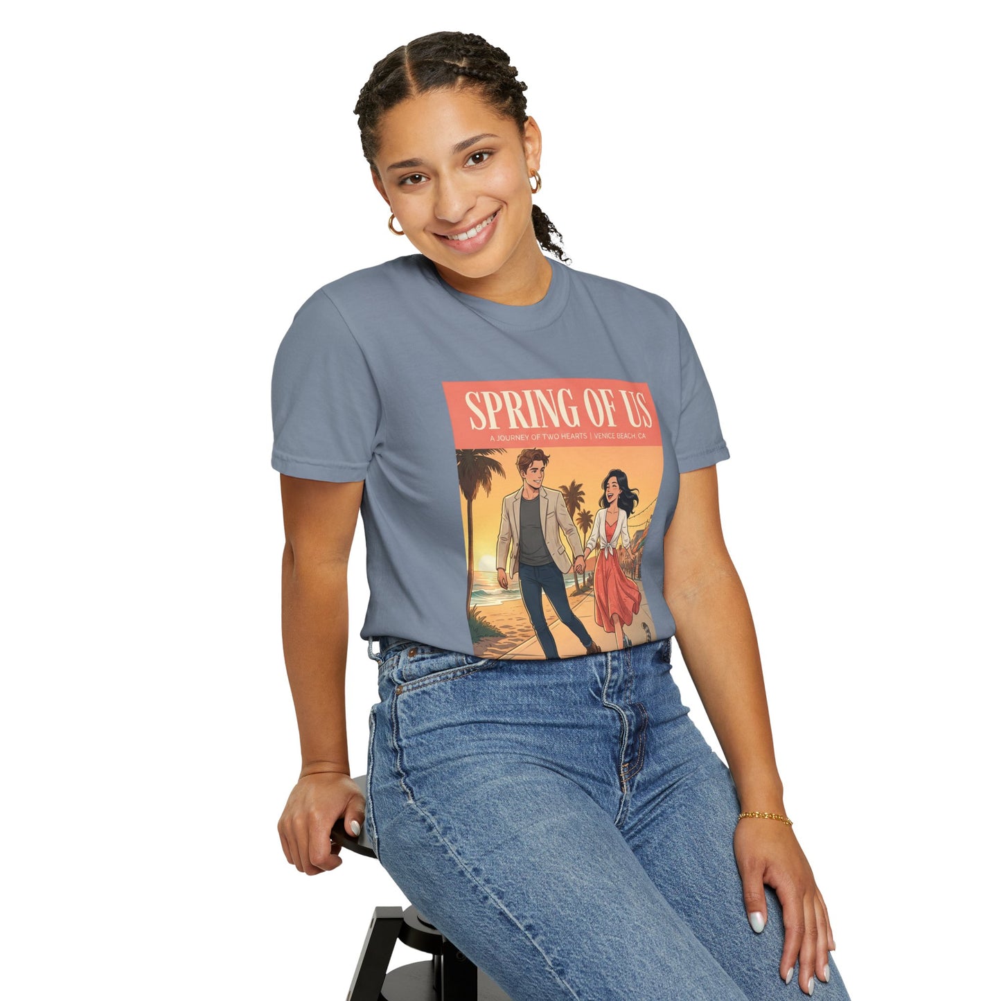 Spring of Us T-Shirt — Vintage Romantic Beach Couple Graphic Tee