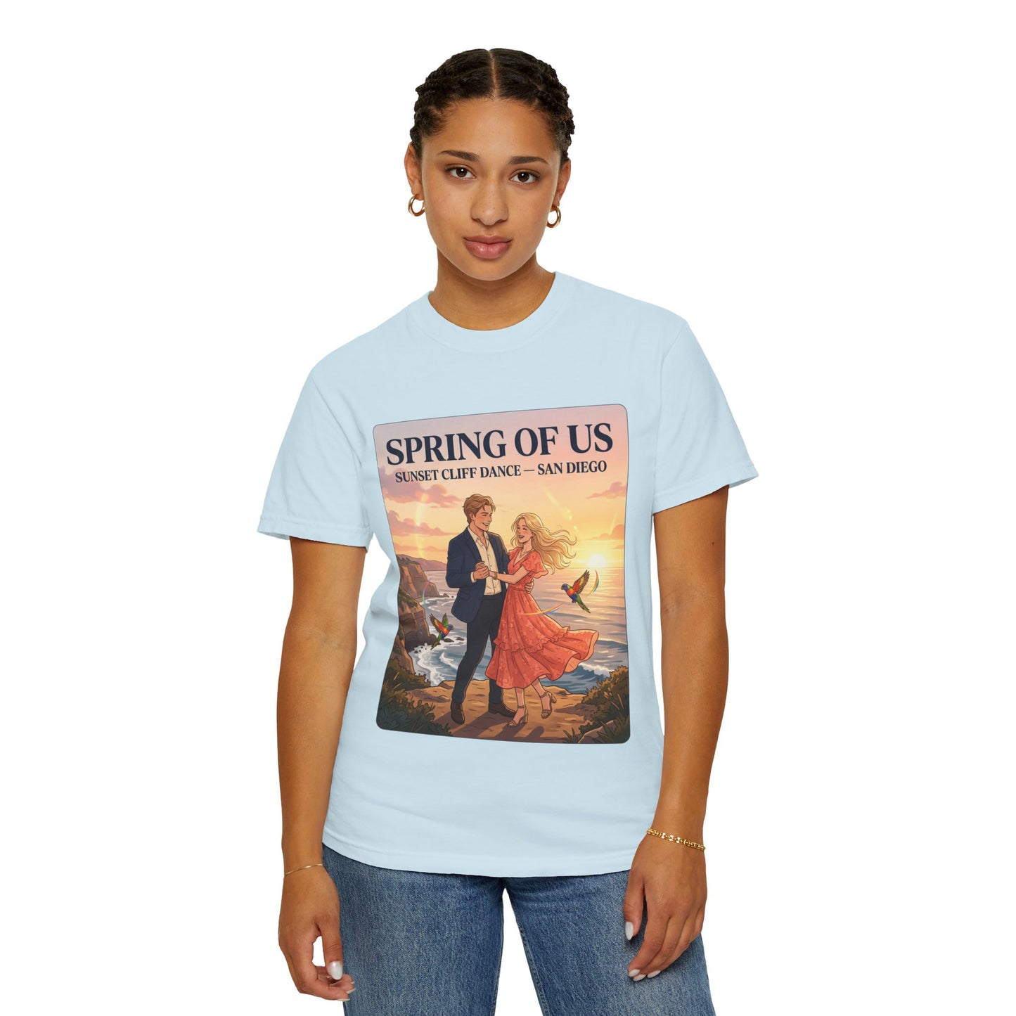 Spring of Us T‑Shirt — Sunset Cliff Dance San Diego Vintage Romance Tee