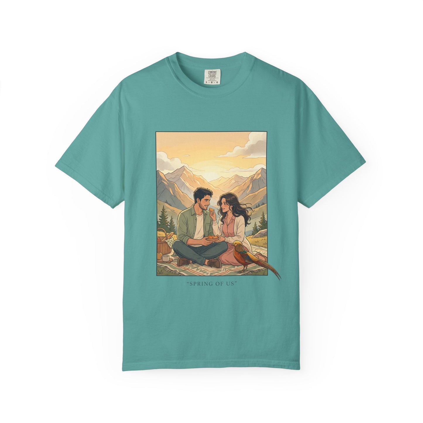 Couples Mountain Picnic T-Shirt — 'Opening Up' Scenic Graphic Tee