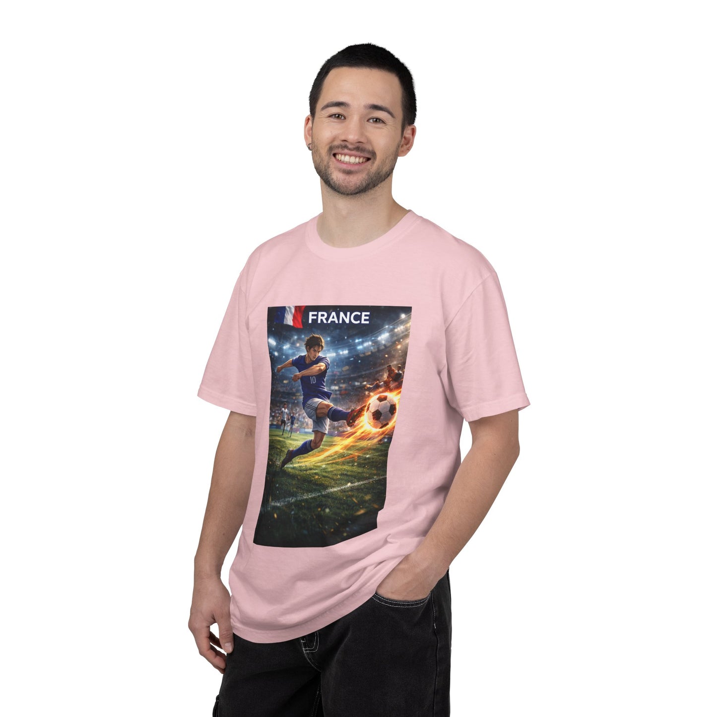 France Soccer Player Graphic T-Shirt — Football Kick Stadium Design