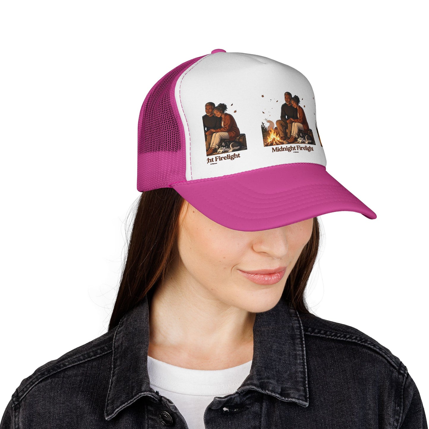 Trucker Cap — 'Midnight Firelight' Campfire Graphic Hat