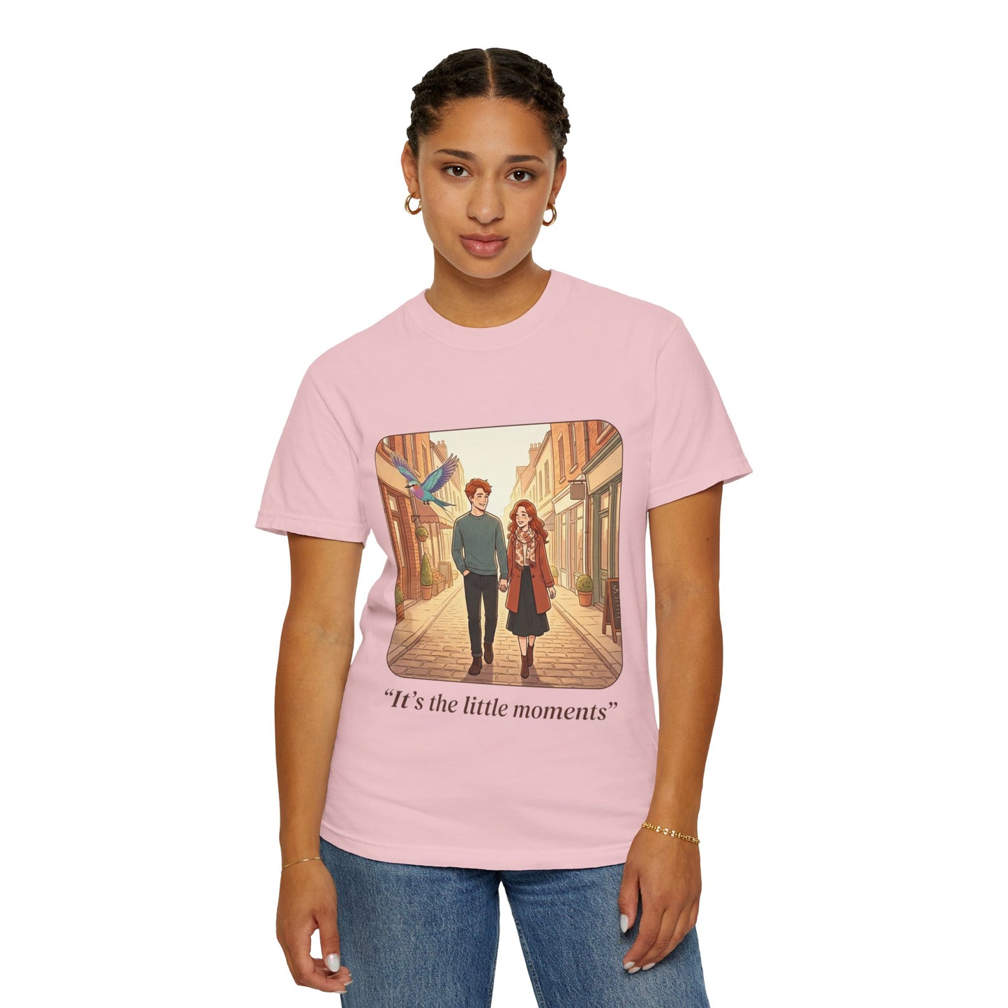 Romantic Stroll T-Shirt — “It’s the little moments” Couple Illustration Tee