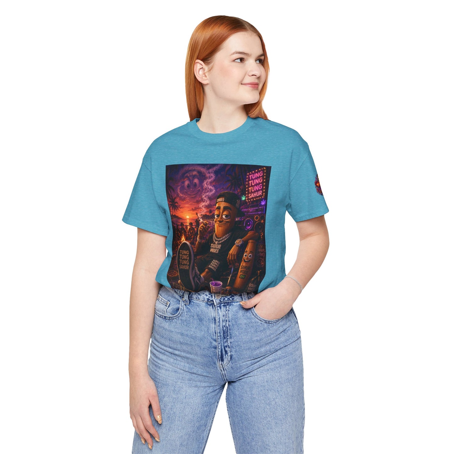 Tung Tung Tung Sahur Laid-Back Nightlife Graphic Tee — "Things Take Time" Urban Cartoon Design