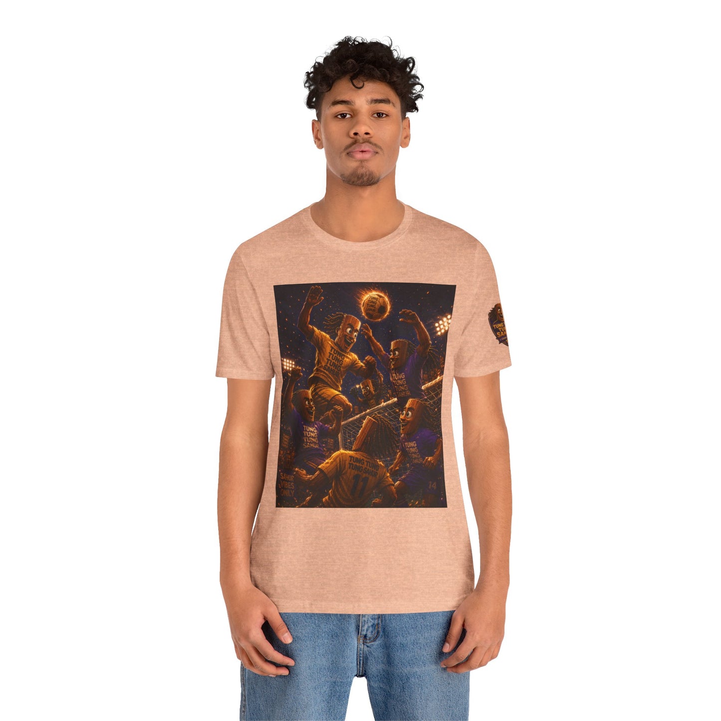 Tung Tung Tung Sahur Header Goal Soccer Action Graphic Tee — Team Court Night Design