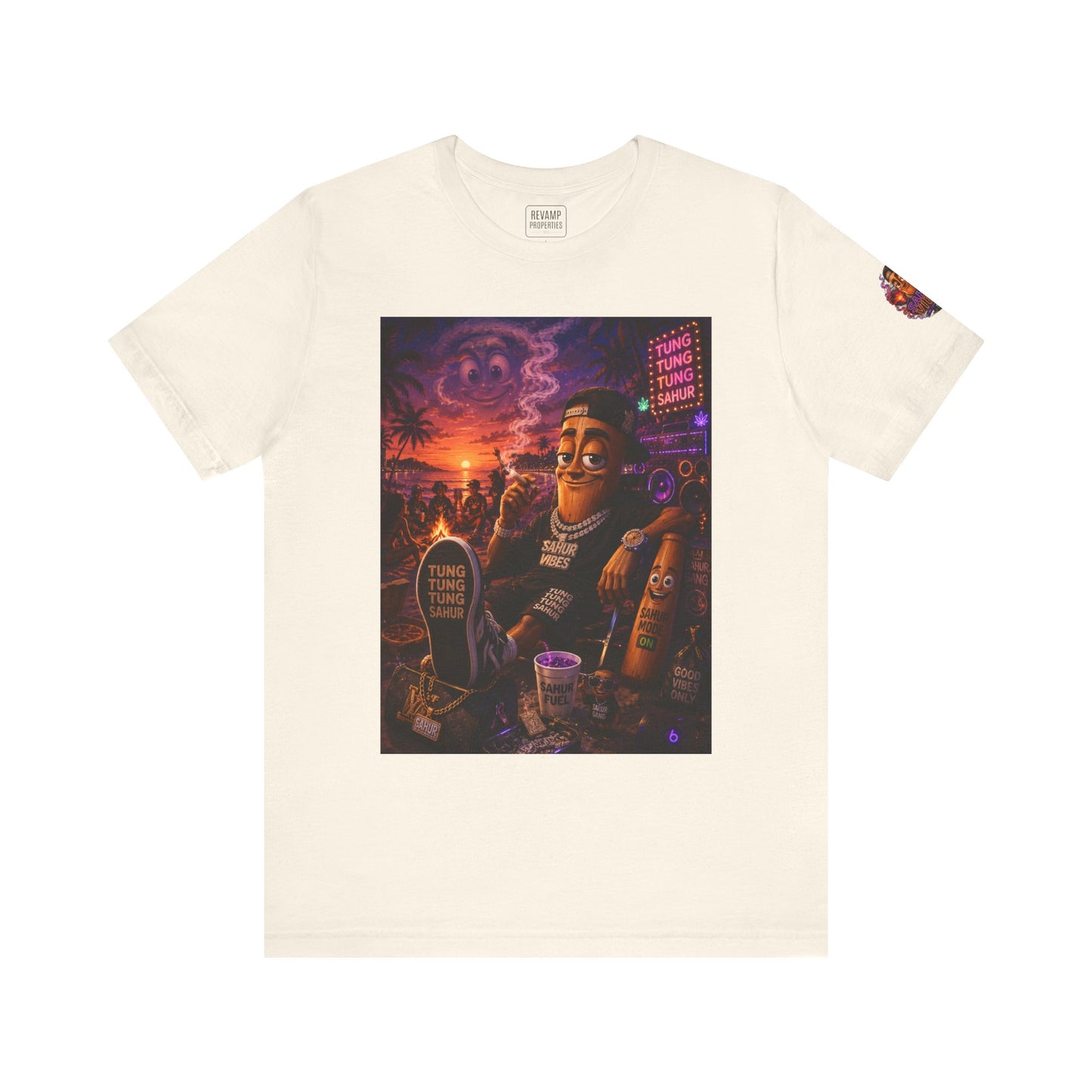 Tung Tung Tung Sahur Laid-Back Nightlife Graphic Tee — "Things Take Time" Urban Cartoon Design